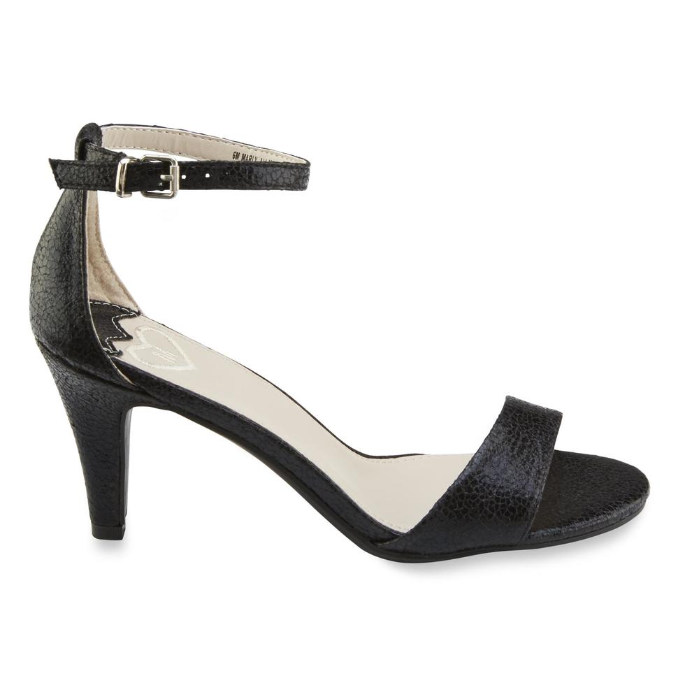 Madeline Women's Marly Black Embossed Ankle Strap Pump