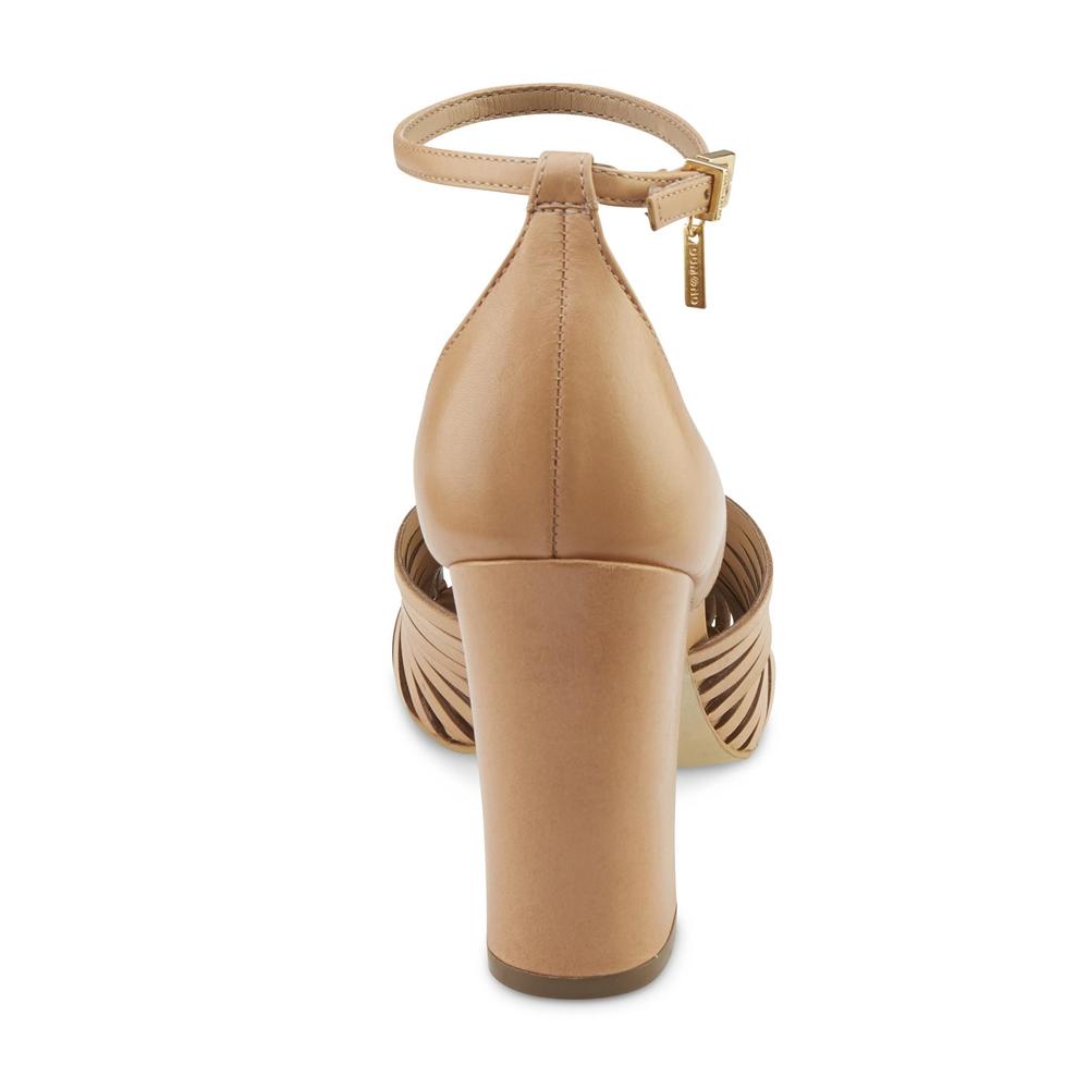 Dumond Women's Leather Heel Sandal - Beige