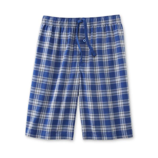 Basic Editions Men's Big & Tall Poplin Sleep Shorts Plaid