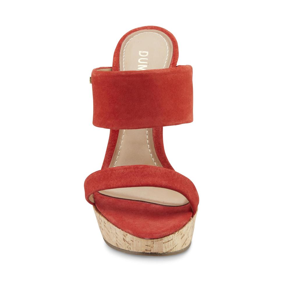 Dumond Women's Suede Cork Heel Fashion Sandal - Red