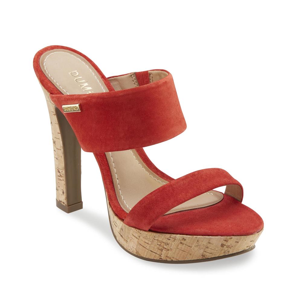 Dumond Women's Suede Cork Heel Fashion Sandal - Red
