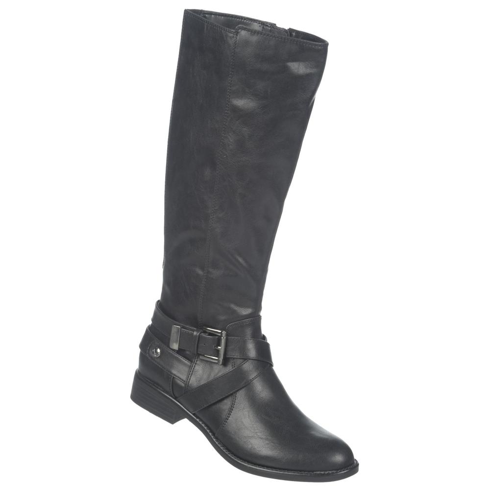 Provoke Women's Racey Black Knee-High Riding Boot - Wide Width Available