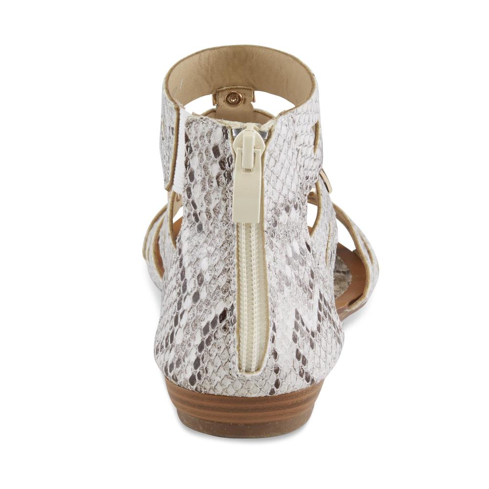 GC Shoes Women's Athena White/Snakeskin Gladiator Sandal