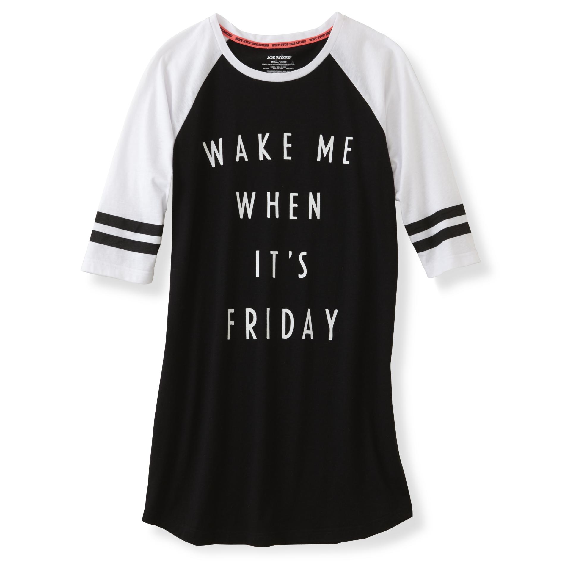Joe Boxer Junior's Graphic Sleep Shirt - Wake Me on Friday