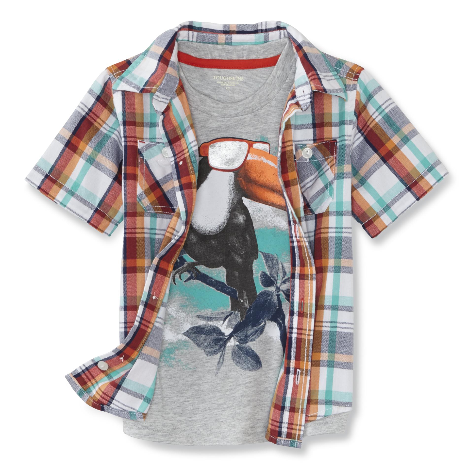 Toughskins Infant & Toddler Boy's Graphic T-Shirt & Button-Front Shirt - Plaid