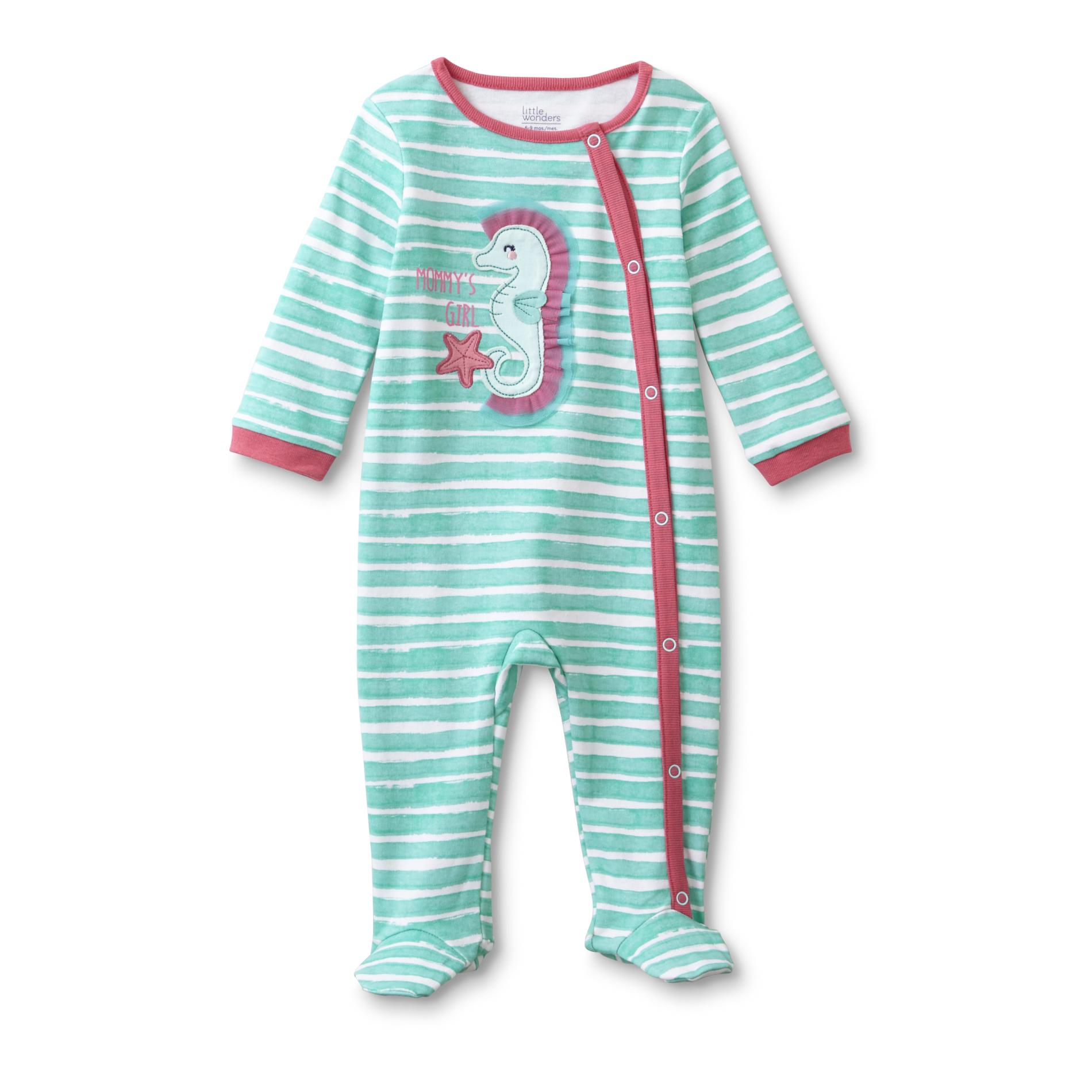 Little Wonders Newborn Girl's Footed Sleeper Pajamas - Seahorse