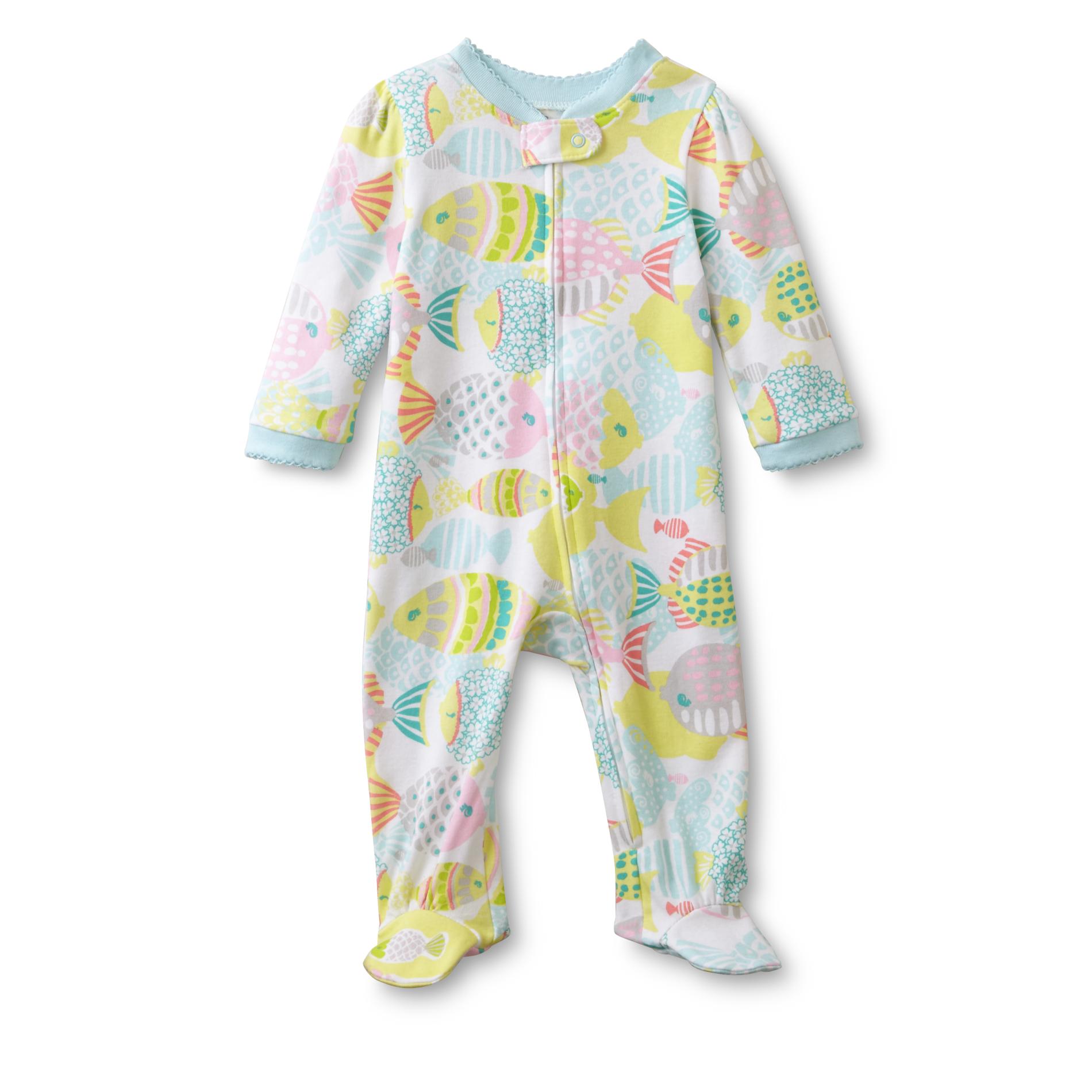 Little Wonders Newborn Girl's Footed Sleeper Pajamas - Fish