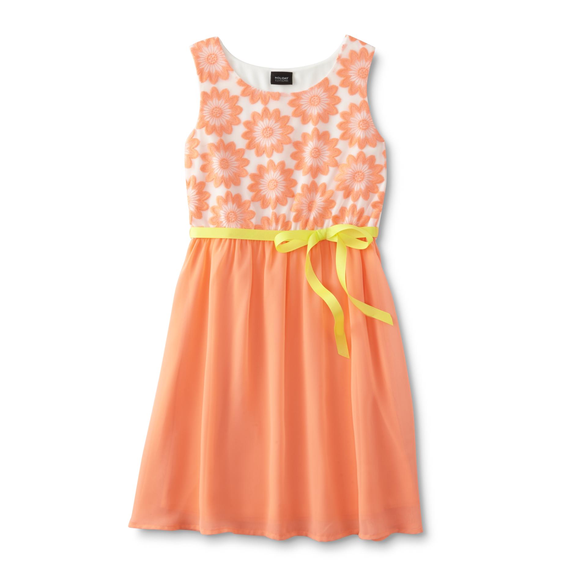 Holiday Editions Girl's Embroidered Occasion Dress - Flower