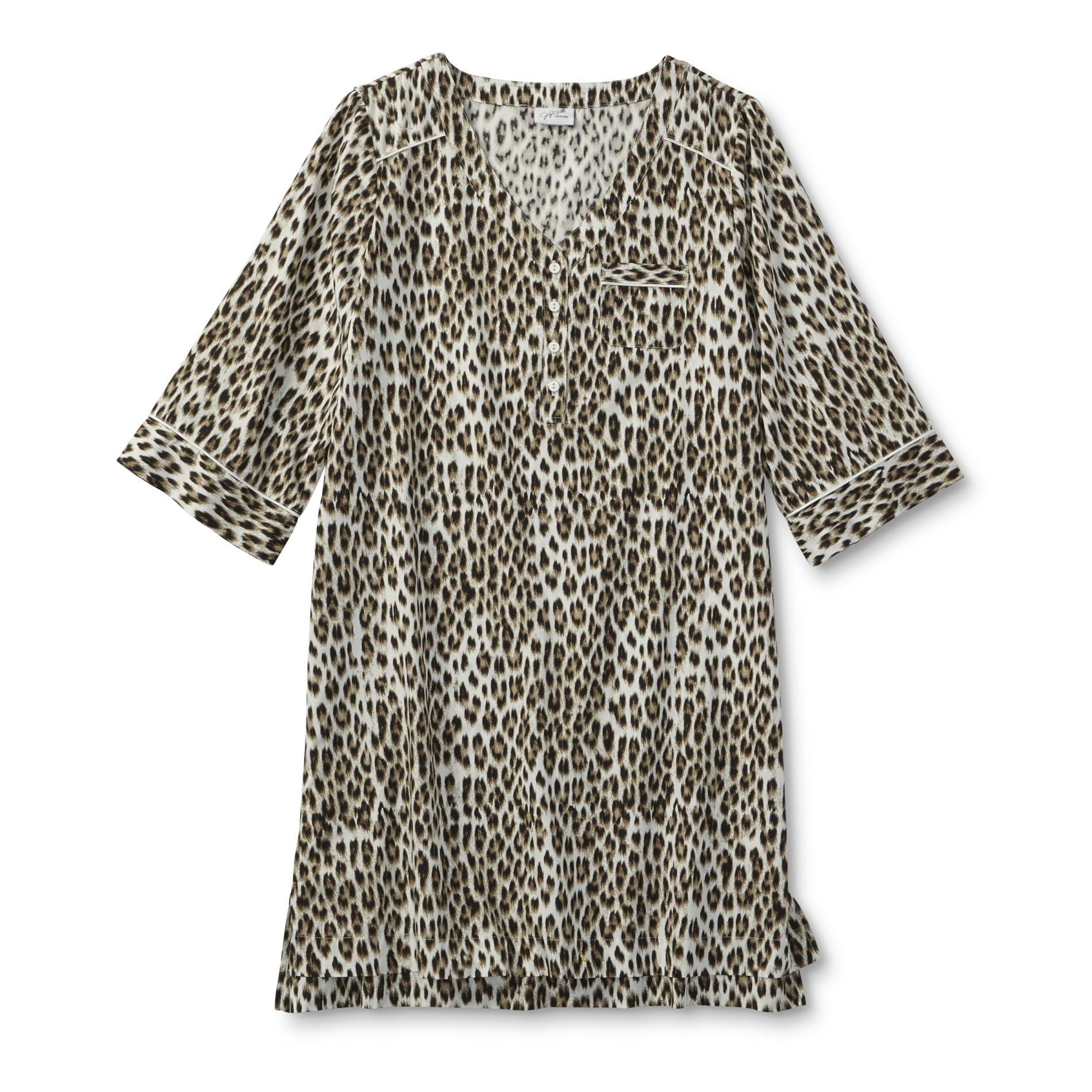 Jaclyn Smith Women's Plus Pocket Nightgown - Leopard