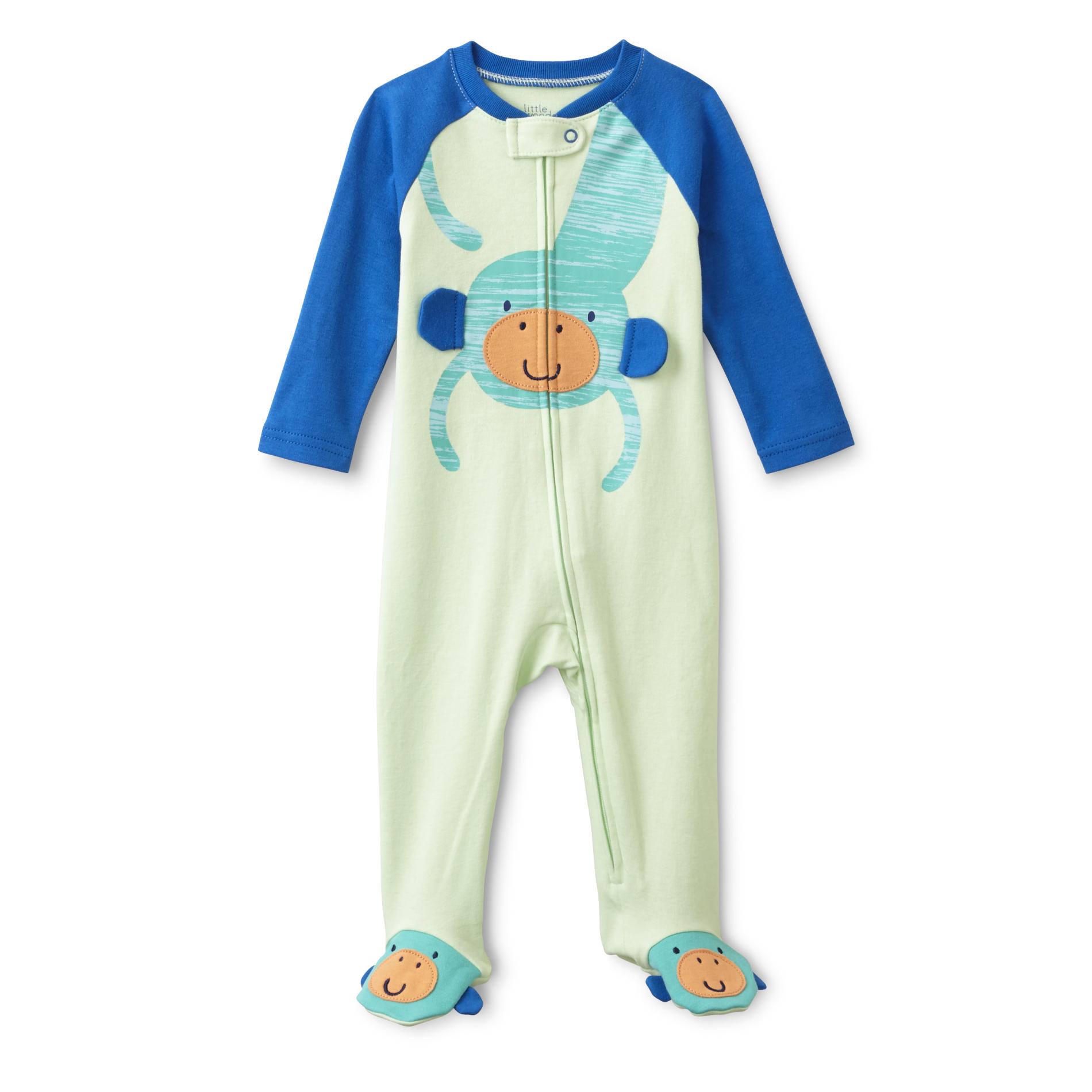 Little Wonders Newborn Boy's Footed Sleeper Pajamas - Monkey