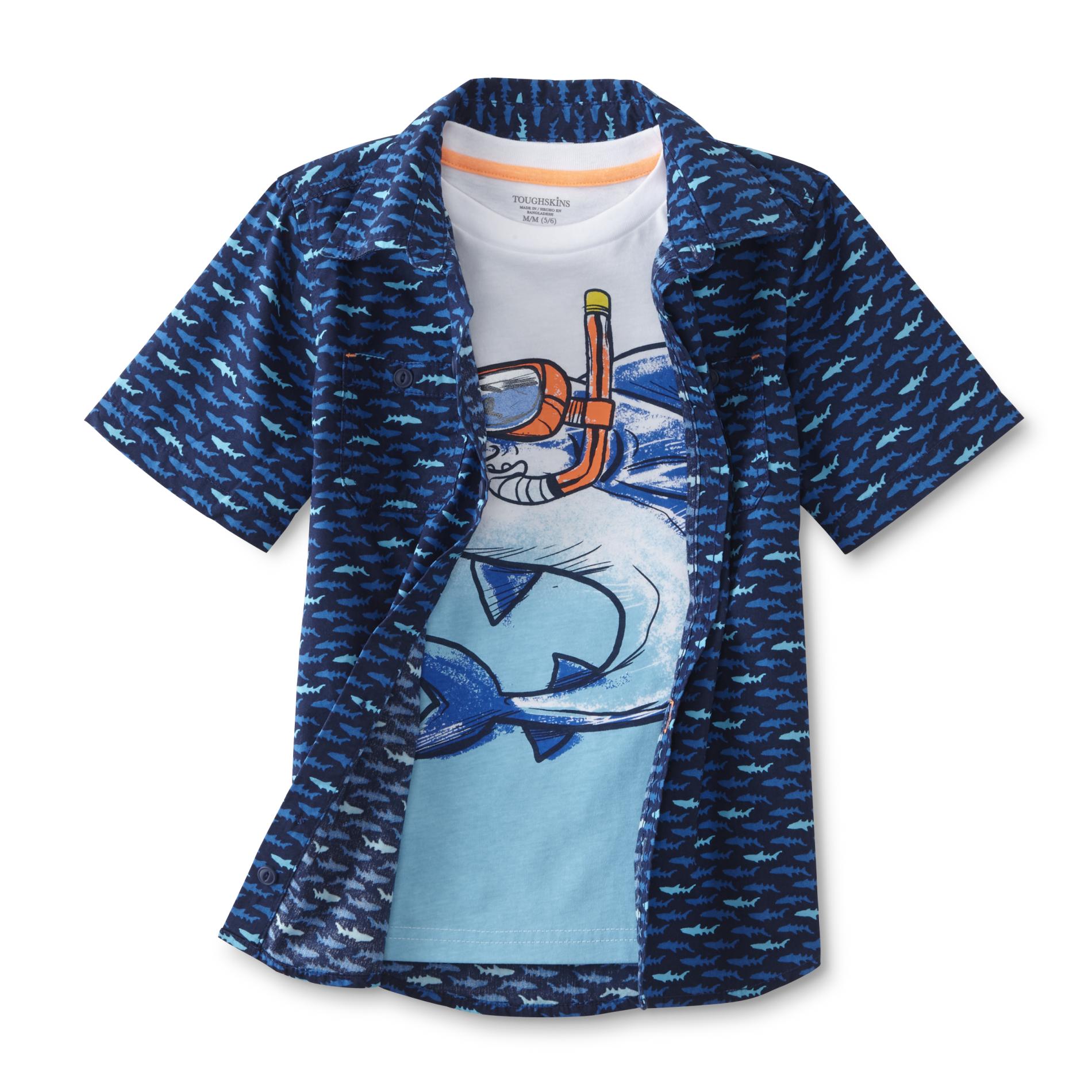 Toughskins Boy's Button-Front Shirt & T-Shirt - Sharks