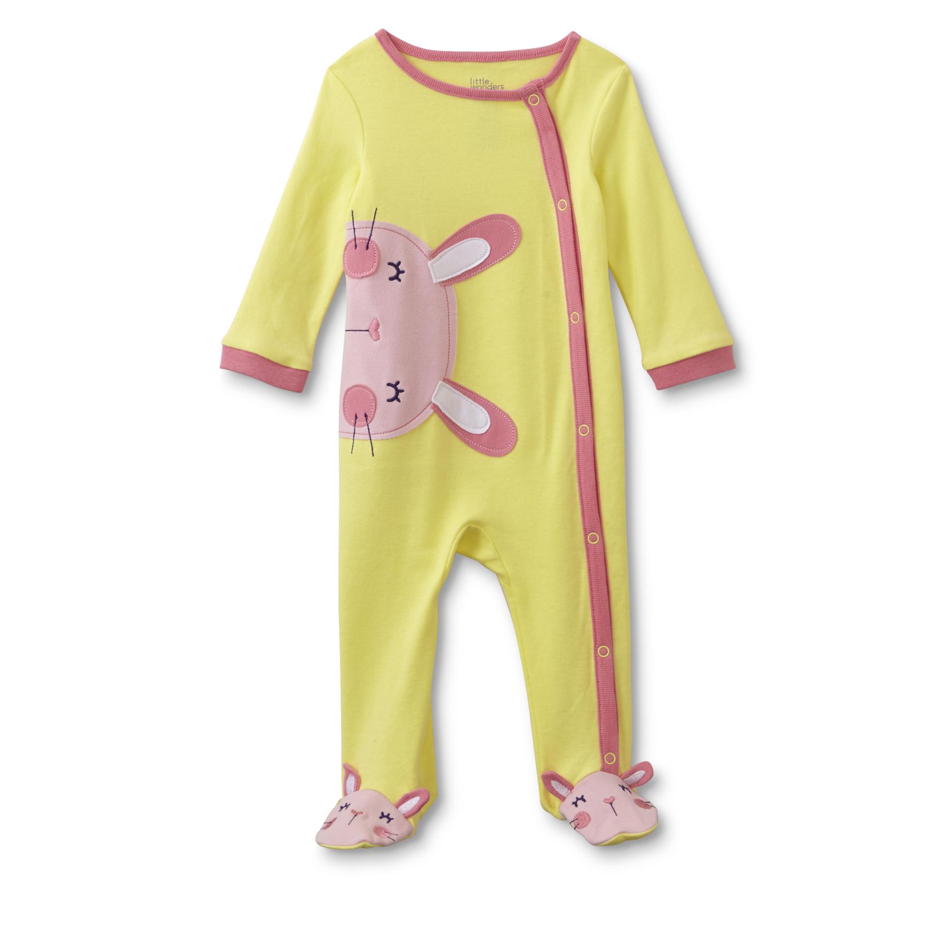 Little Wonders Newborn Girl's Footed Sleeper Pajamas - Bunny