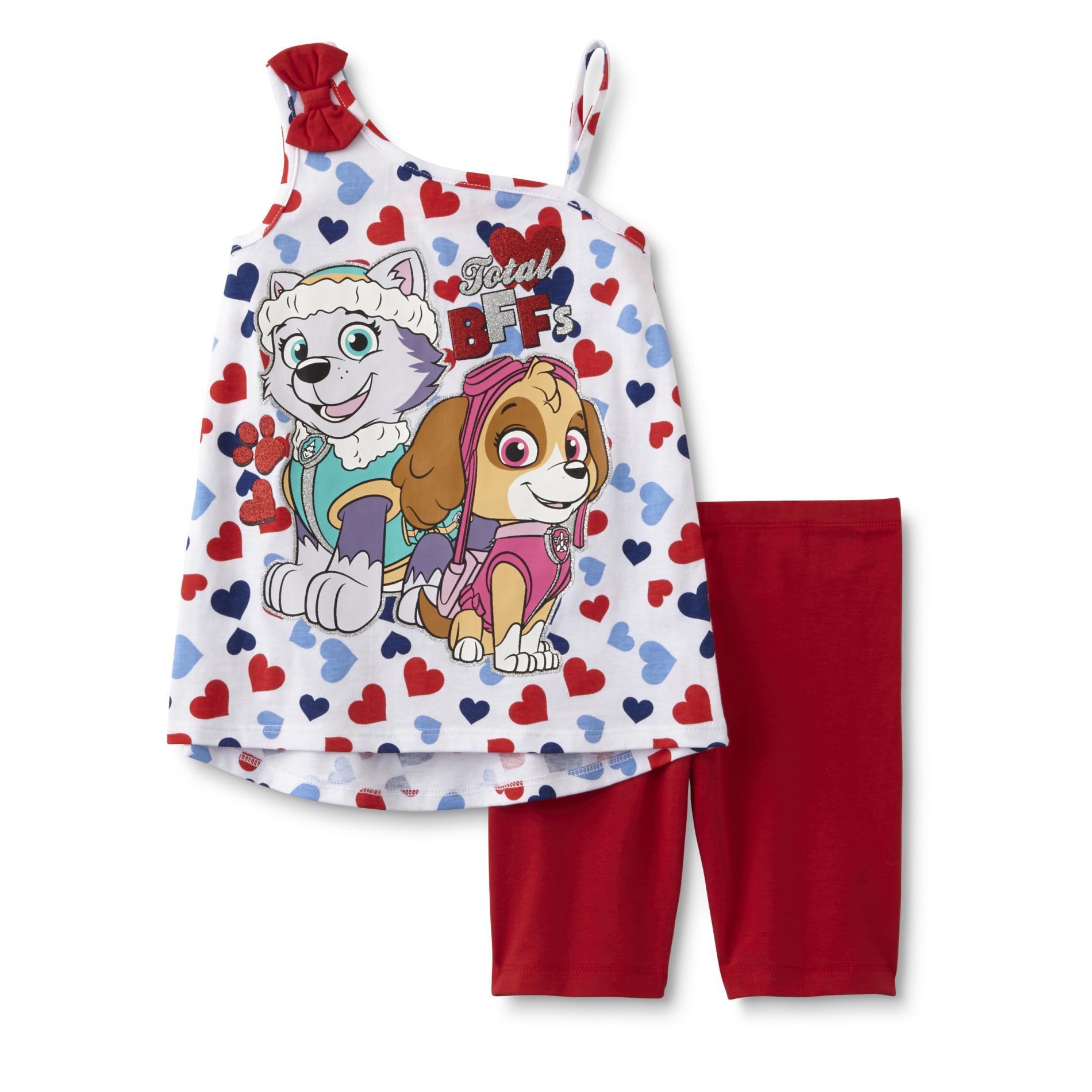 Nickelodeon PAW Patrol Girl's One-Shoulder Top & Shorts - Hearts