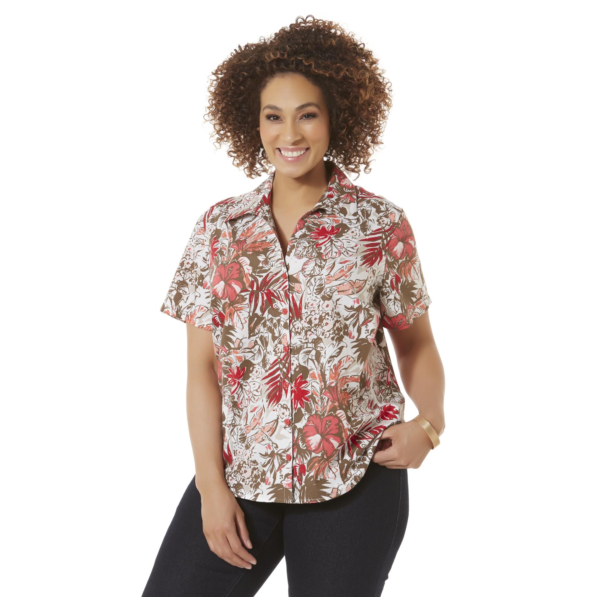 Miss Erika Women's Plus Camp Shirt - Floral