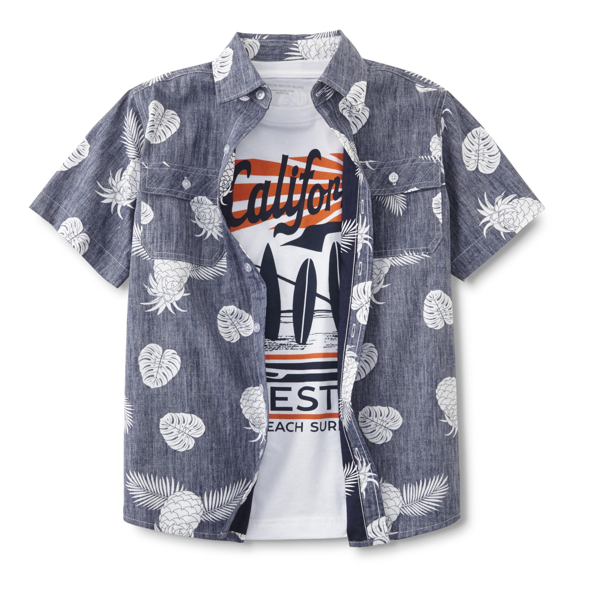 Canyon River Blues Boy's Button-Front Shirt & T-Shirt - Pineapple