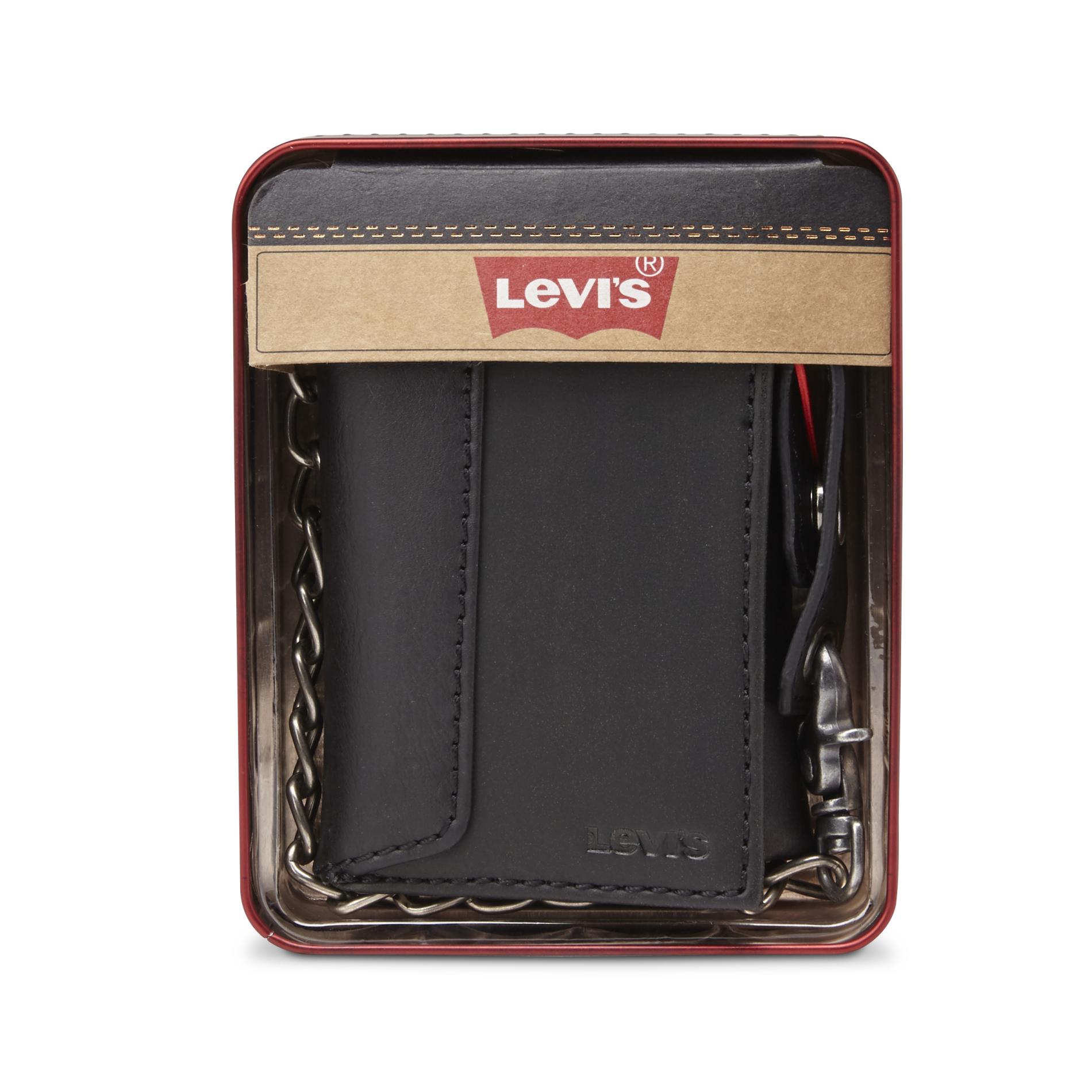 Levi&#39;s Men&#39;s Leather Trifold Chain Wallet