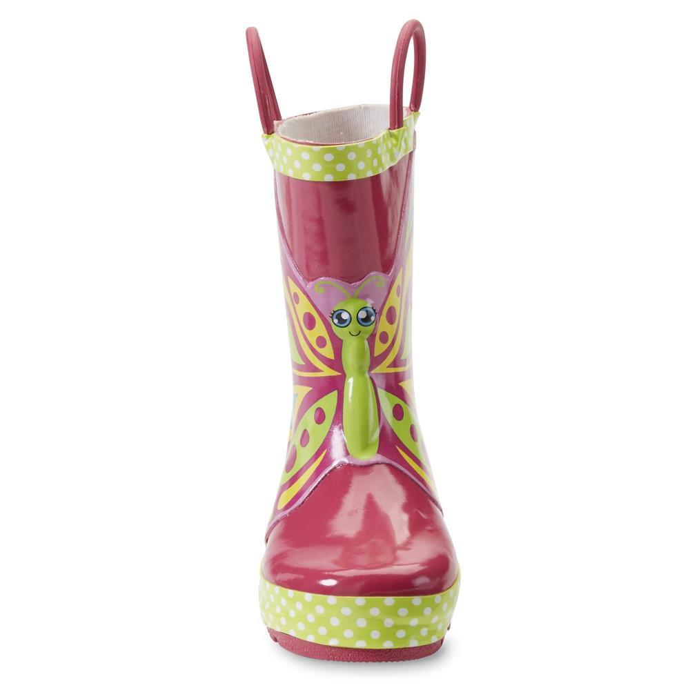Western Chief Toddler Girl's Butterfly Star Pink/Multicolor Rain Boot
