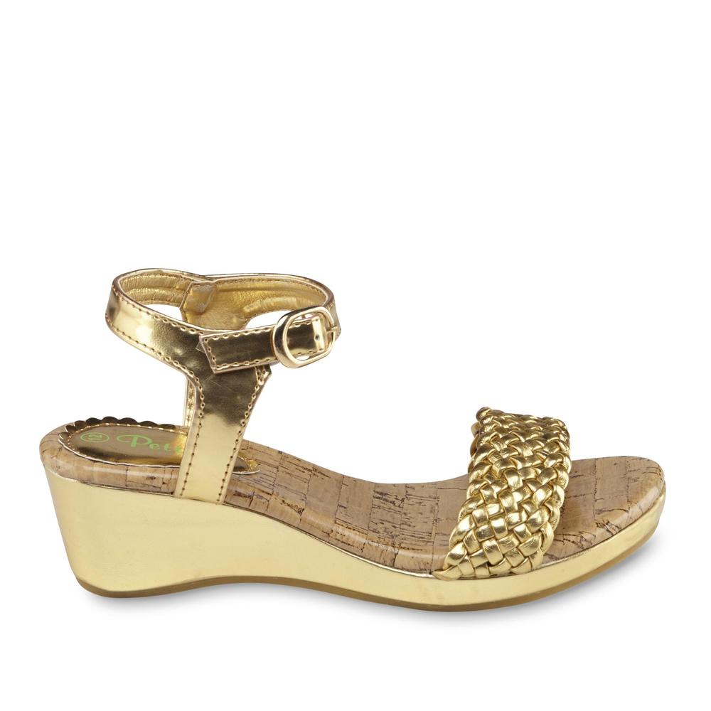 Petalia Girl's Gold Wedge Sandal