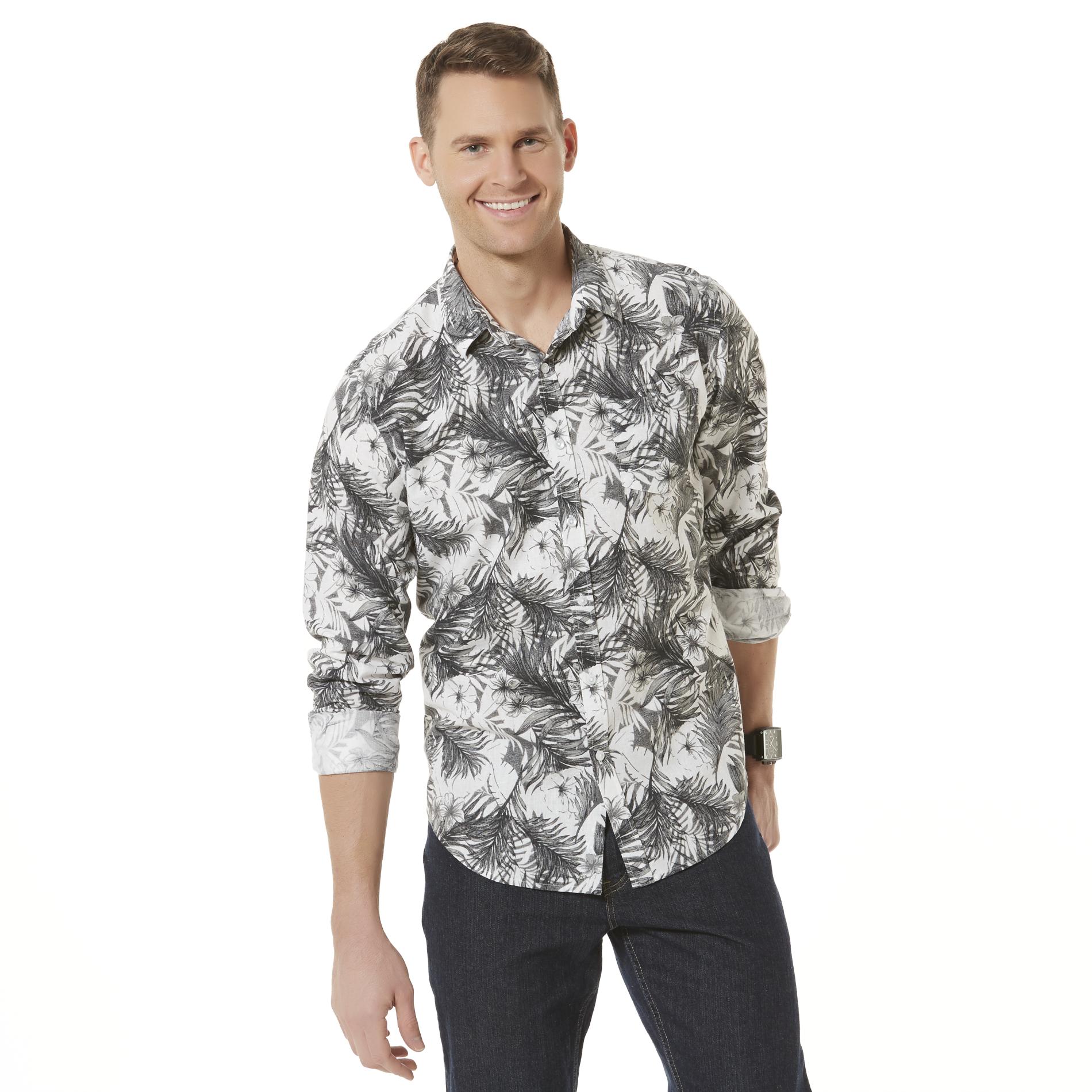 Structure Men's Linen-Blend Shirt - Tropical Foliage