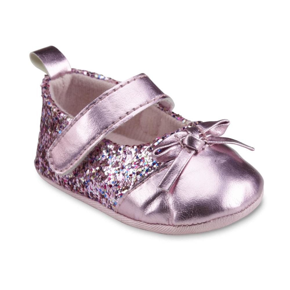 Laura Ashley Baby Girl's Pink Metallic/Glitter Mary Jane Shoe