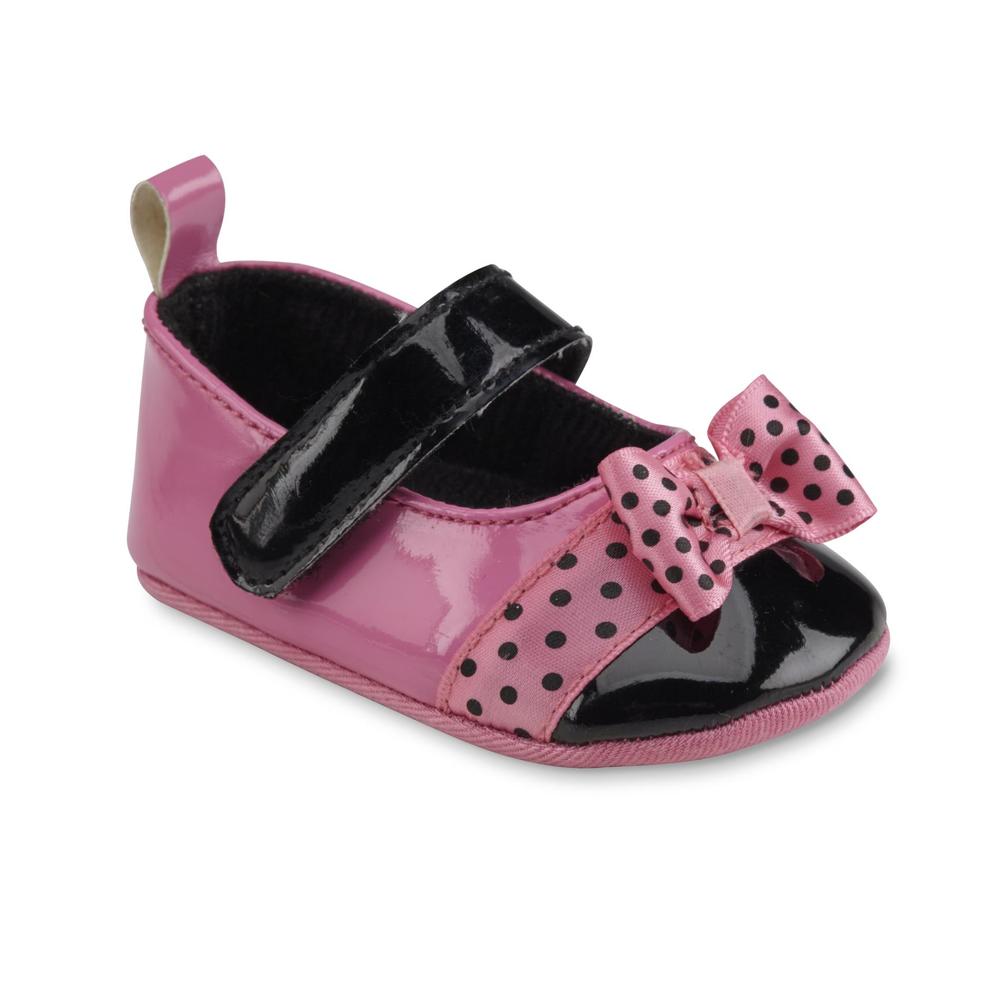 Laura Ashley Baby Girl's Pink/Black Crib Shoe