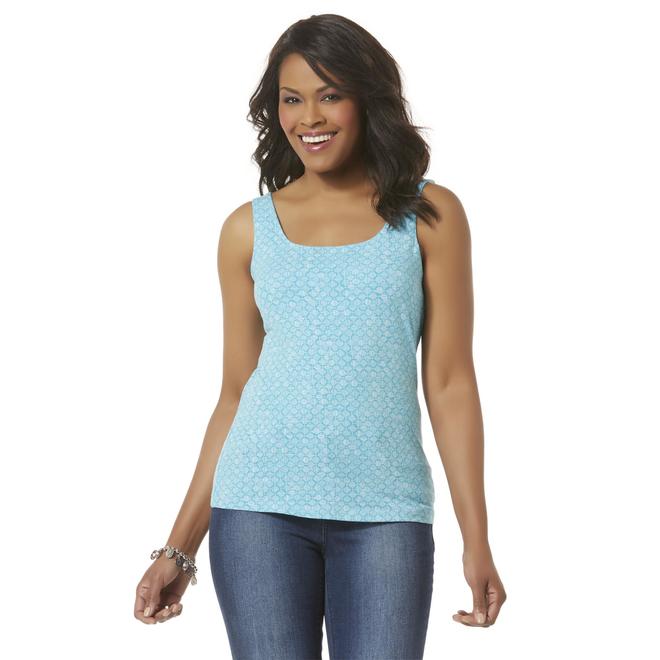 Basic Editions Women's Shelf Bra Tank Top Geometric