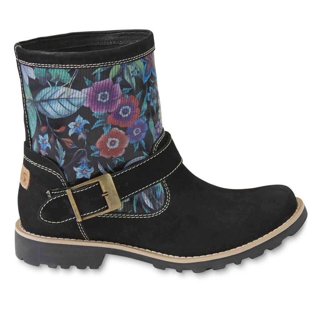 Walrus Women's Jackie Black/Floral Leather Ankle Boot