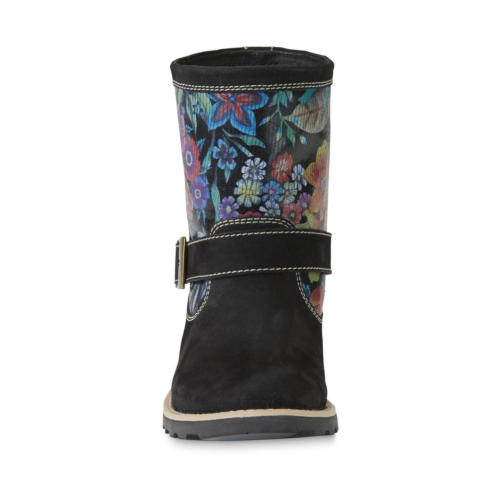 Walrus Women's Jackie Black/Floral Leather Ankle Boot