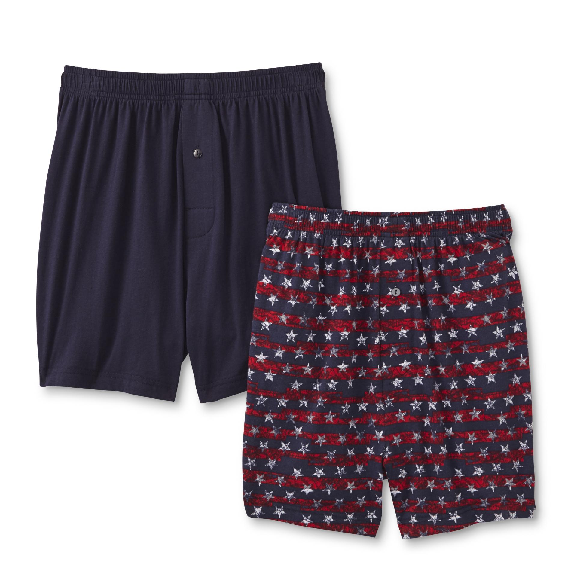 Joe Boxer Men's 2-Pairs Knit Boxer Shorts - Patriotic & Solid