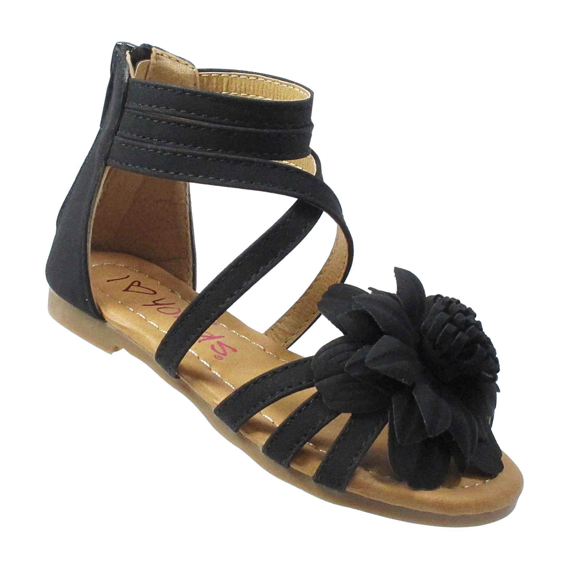 Yoki Toddler Girl's Beckett Black Fashion Sandal