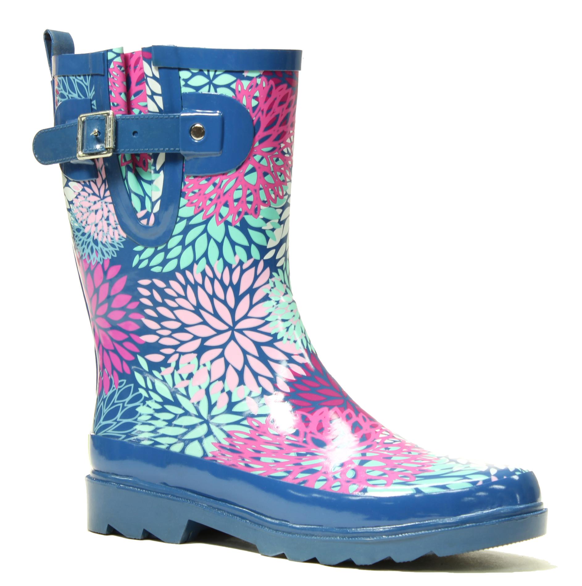Western Chief Women's Big Bloom Blue/Floral Rain Boot