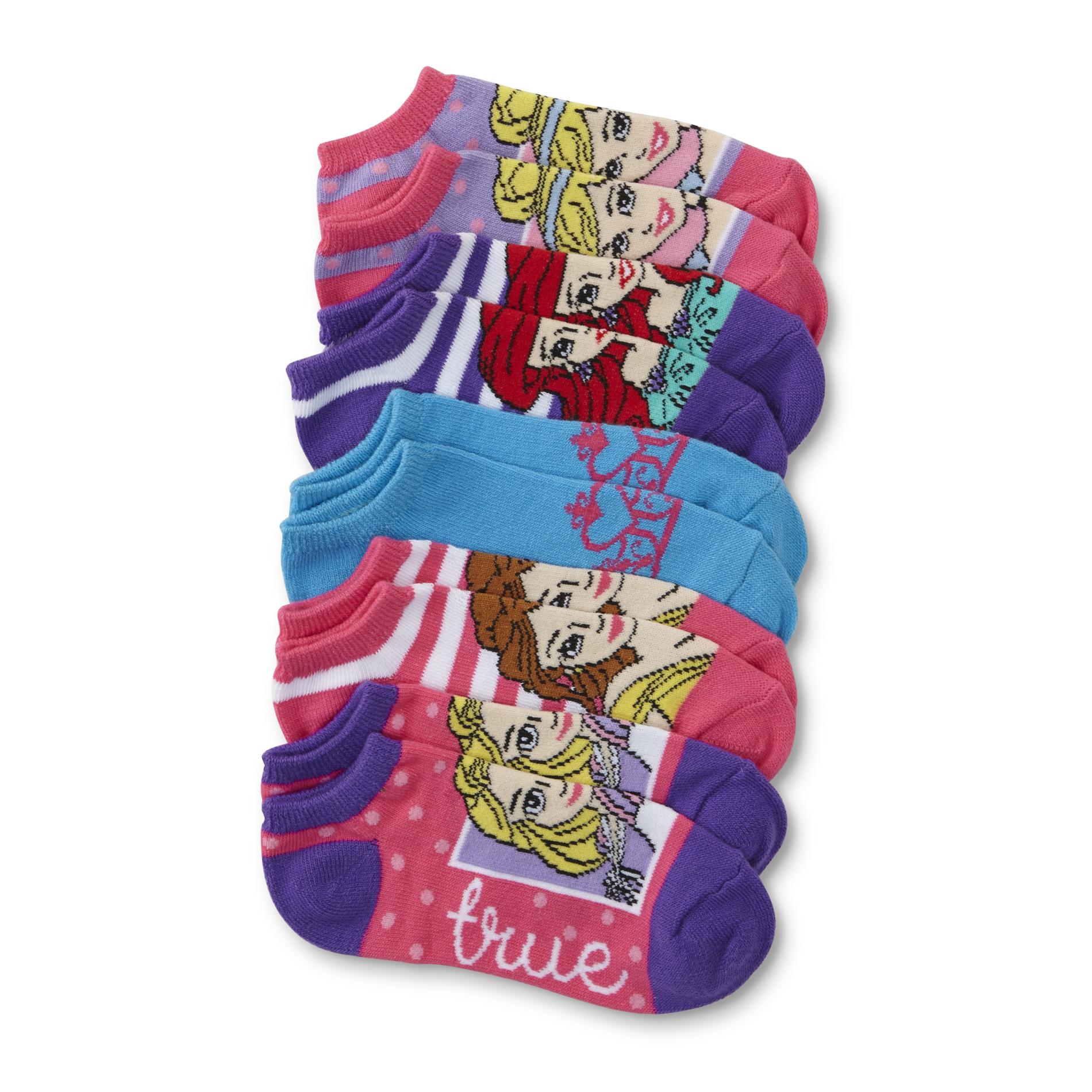 Disney Girl's 5-Pairs No-Show Socks