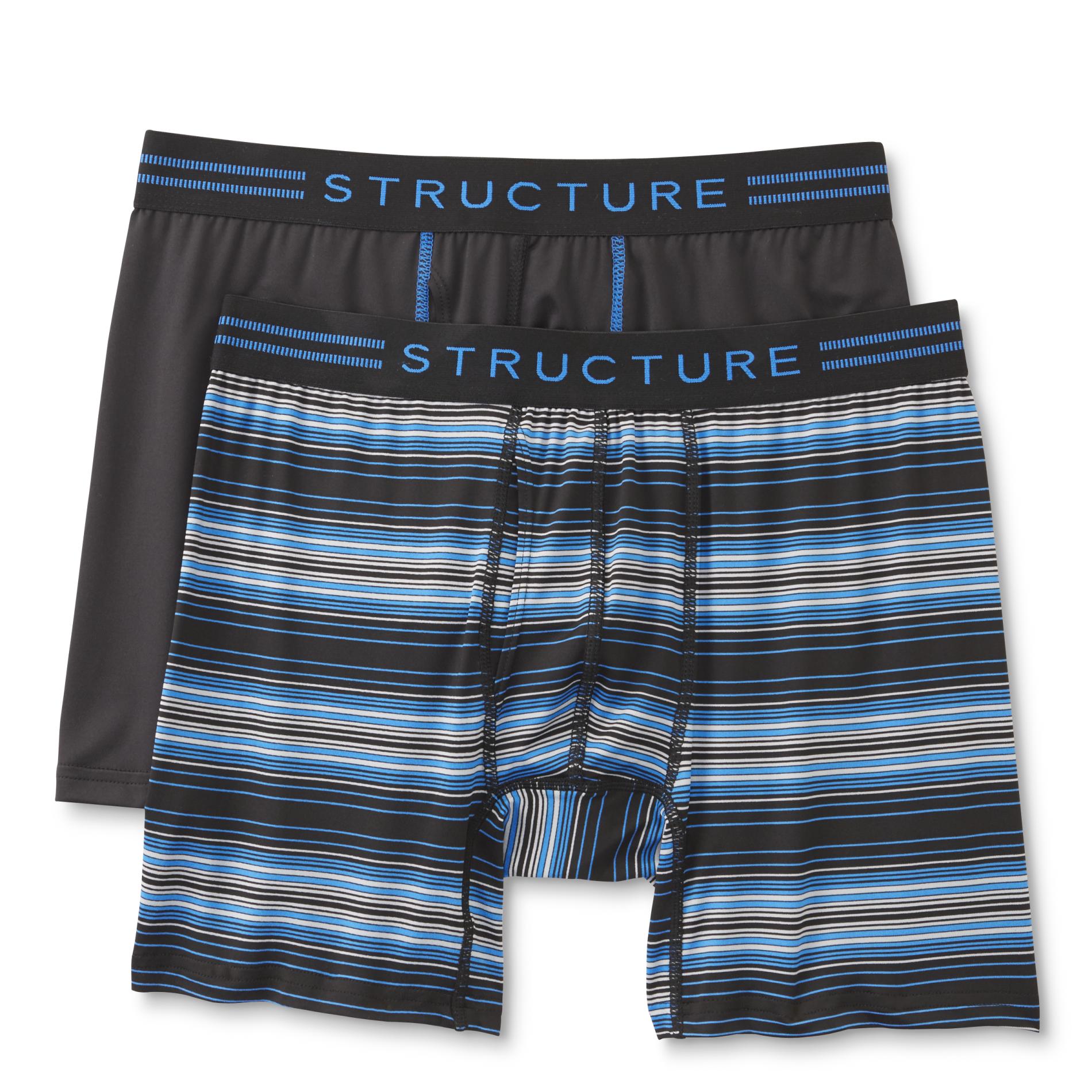Structure Men's 2-Pairs Performance Sport Boxer Briefs - Striped & Solid