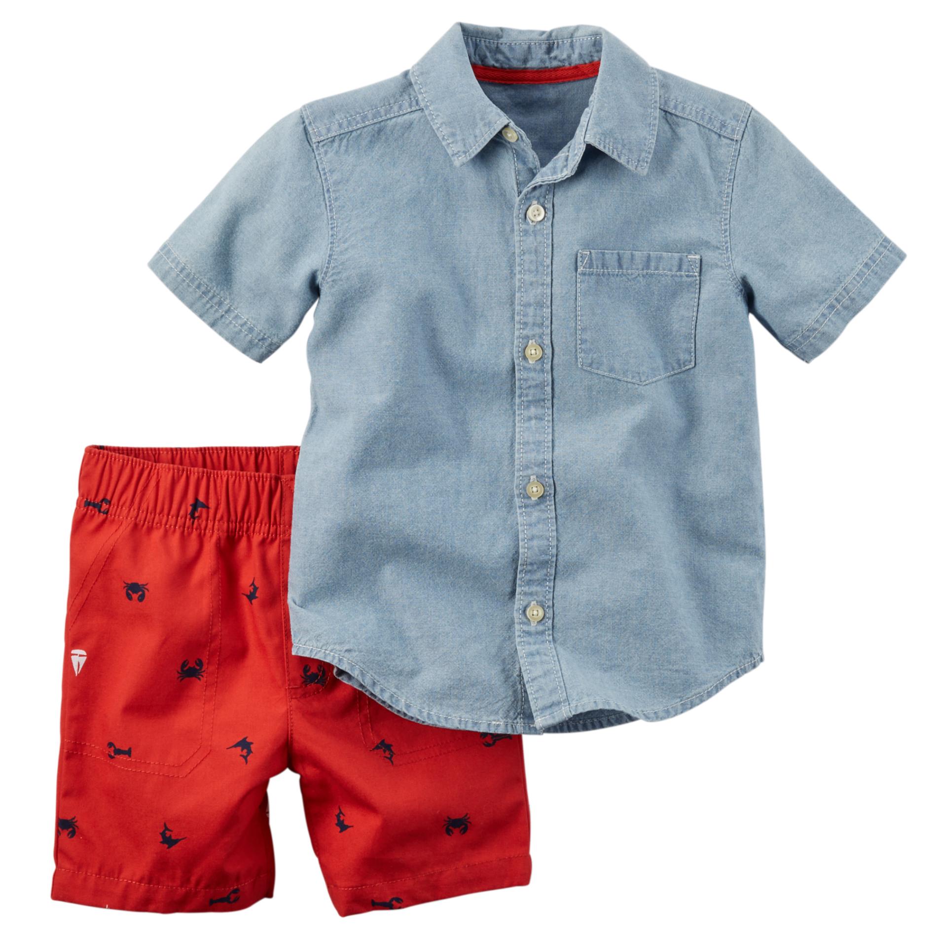 Carter's Newborn, Infant & Toddler Boy's Button-Front Shirt & Shorts