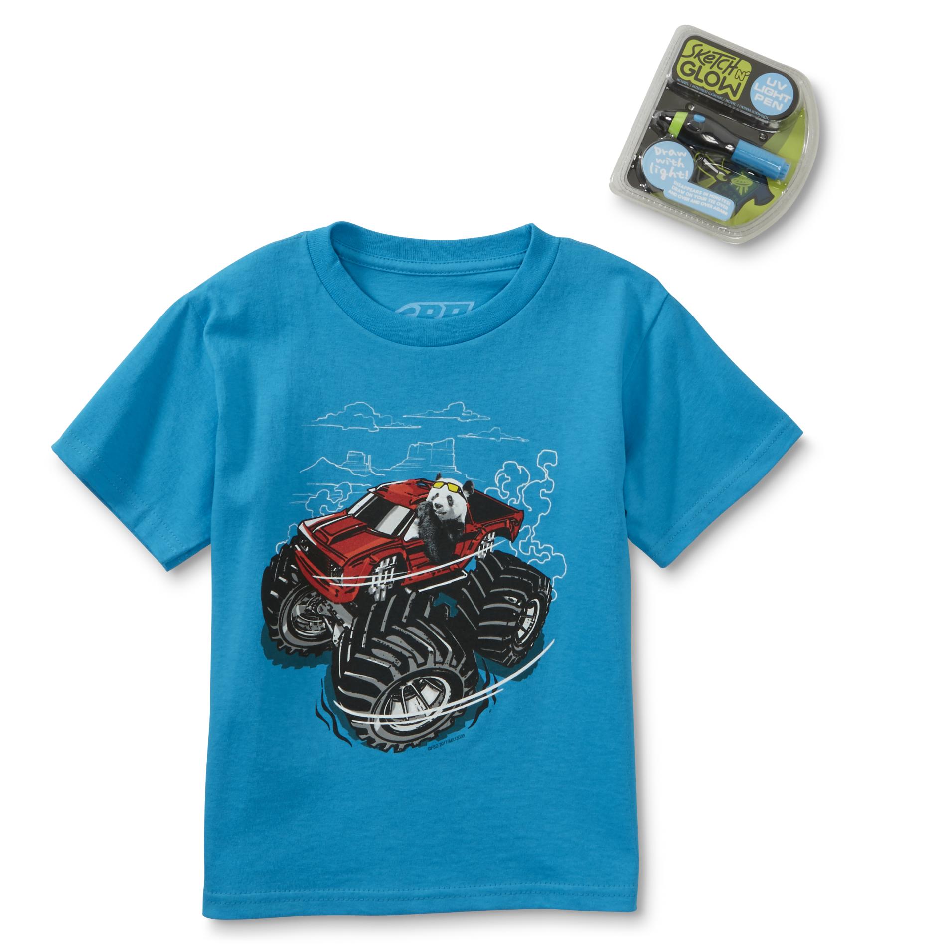 Rudeboyz Boys' Graphic T-Shirt & UV Light Pen - Monster Truck