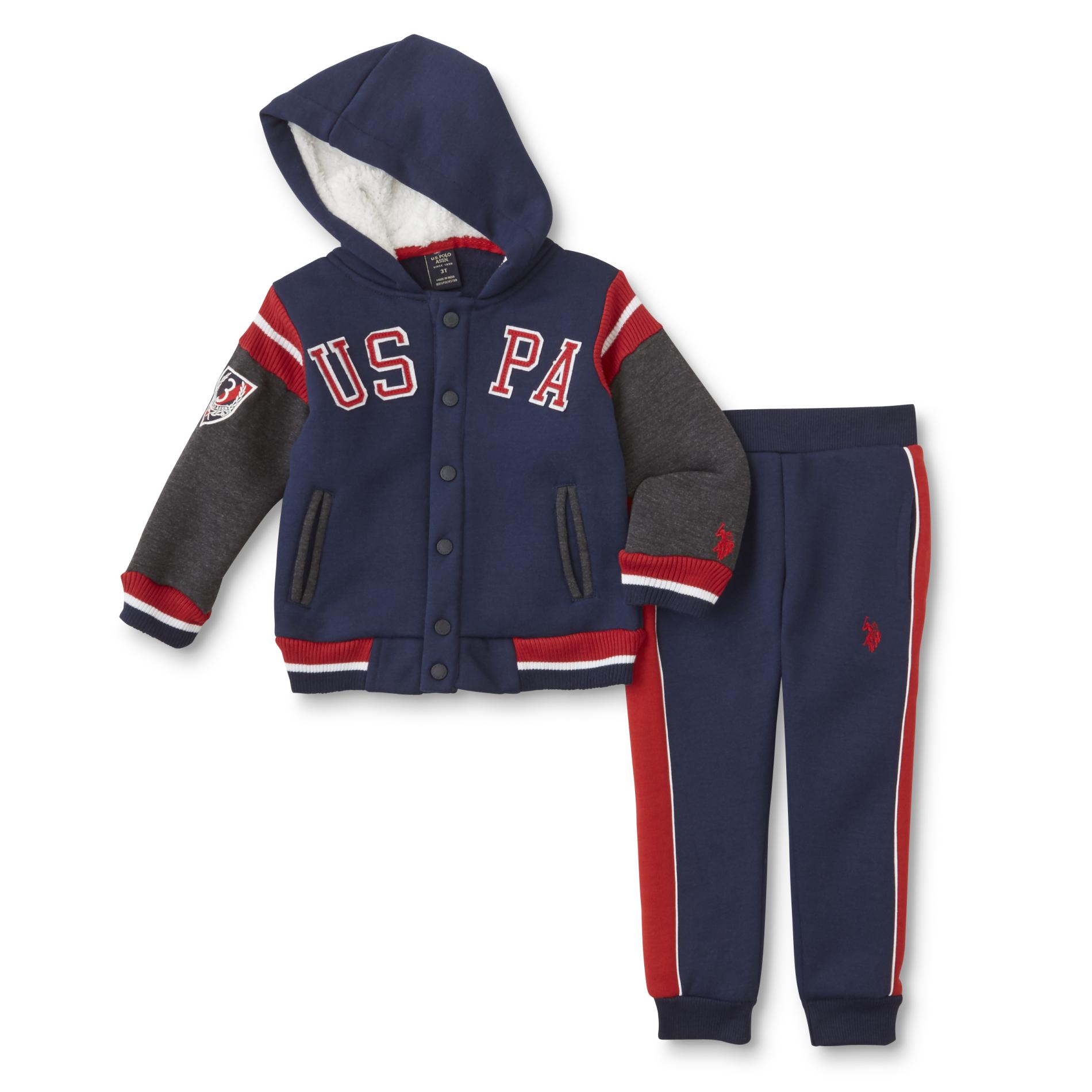 U.S. Polo Assn. Infant & Toddler Boys' Hoodie Jacket & Sweatpants - Striped