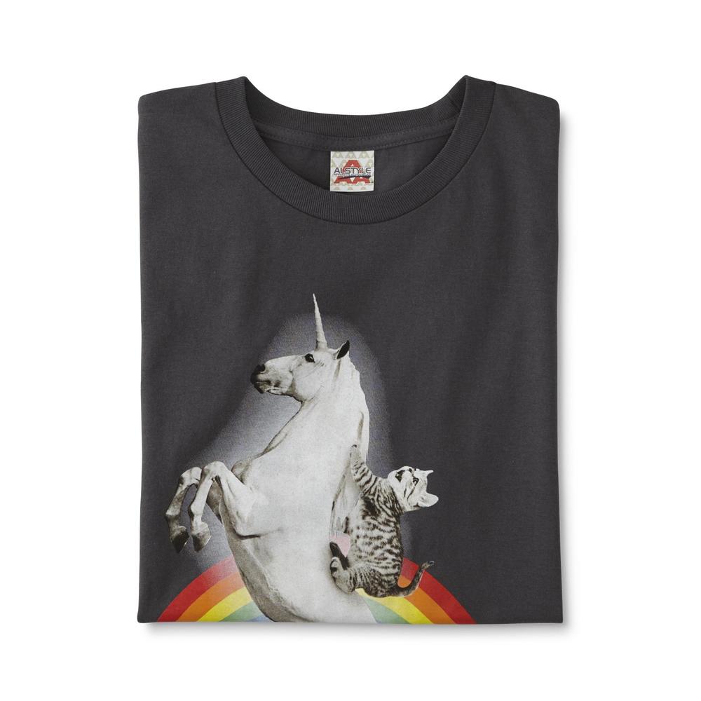 Young Men's Graphic T-Shirt - Cat & Unicorn
