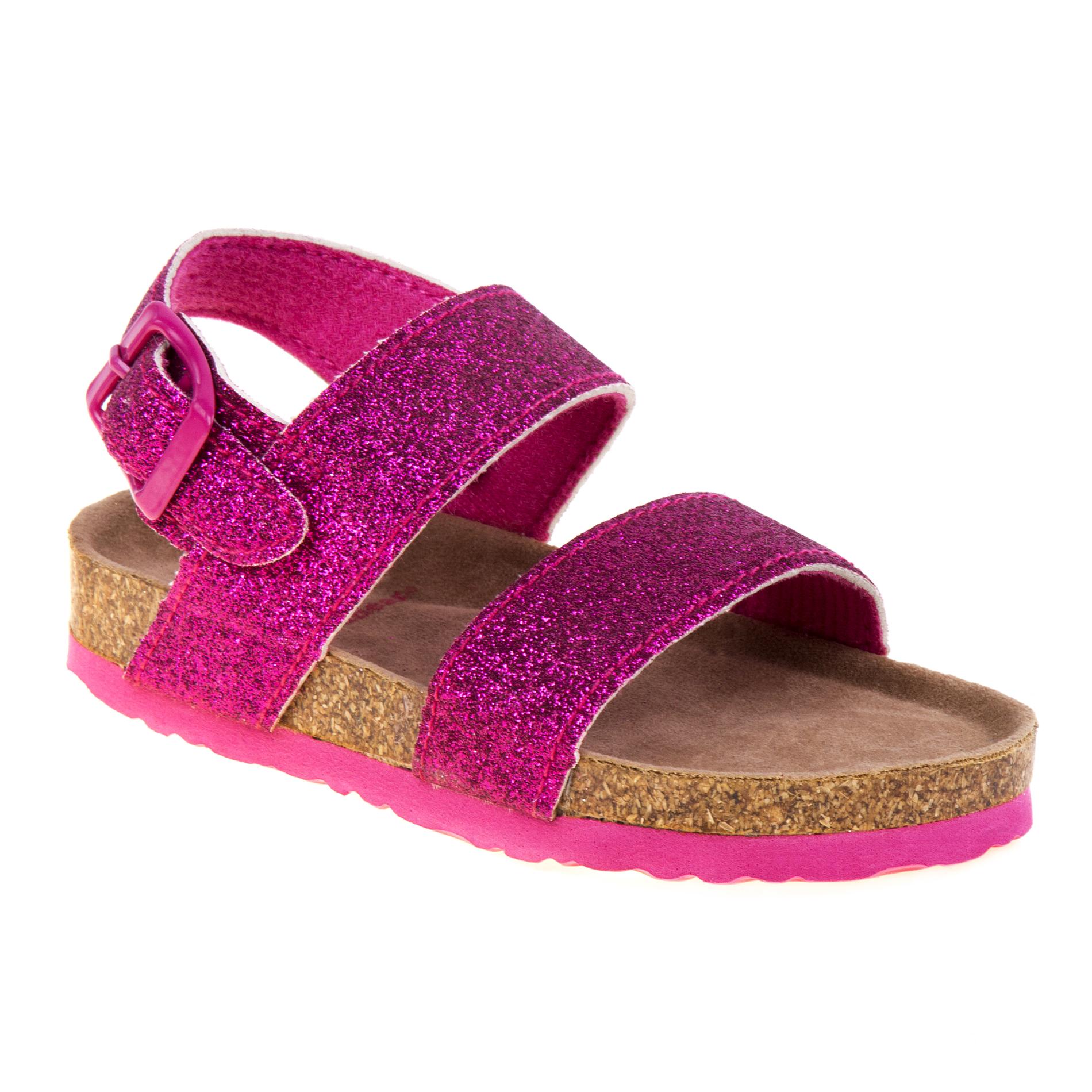 Rugged Bear Toddler Girl's Pink Footbed Sandal