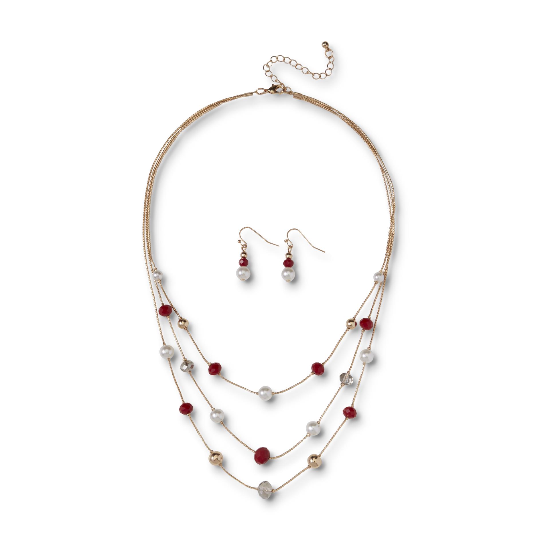 Jaclyn Smith Women's Goldtone Multistrand Necklace & Earrings