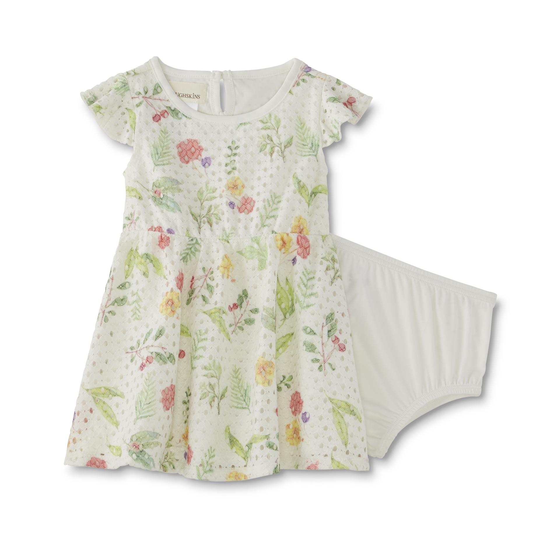 Toughskins Infant Girls' Lace Dress & Diaper Cover - Floral