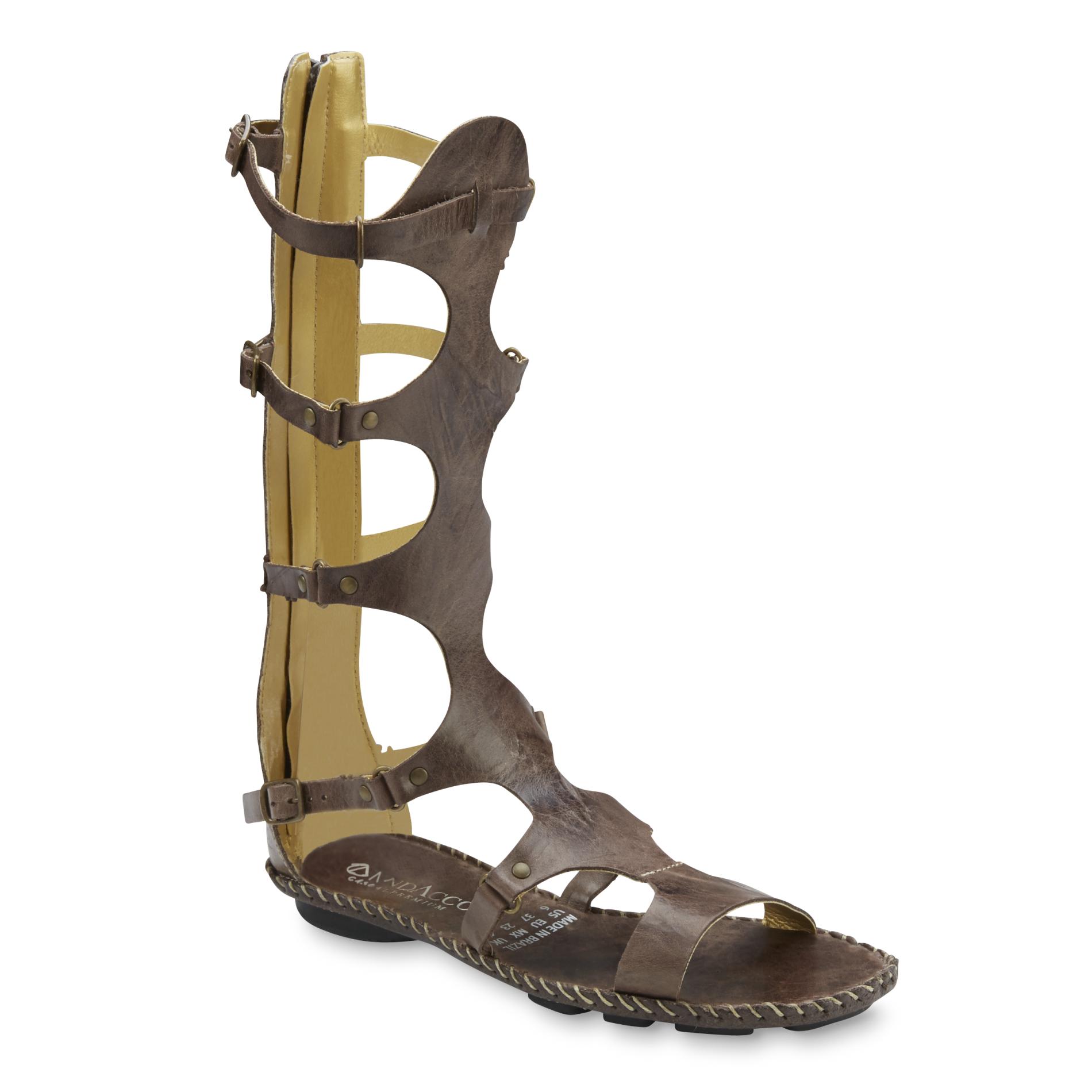 Andacco Women's Athena Brown Leather Gladiator Sandal