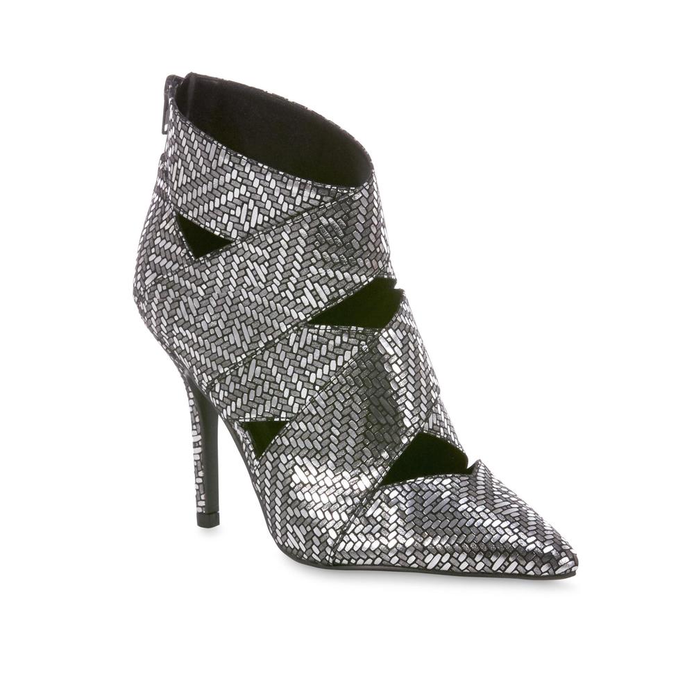 Qupid Women's Wren Silver/Metallic Stiletto Ankle Boot