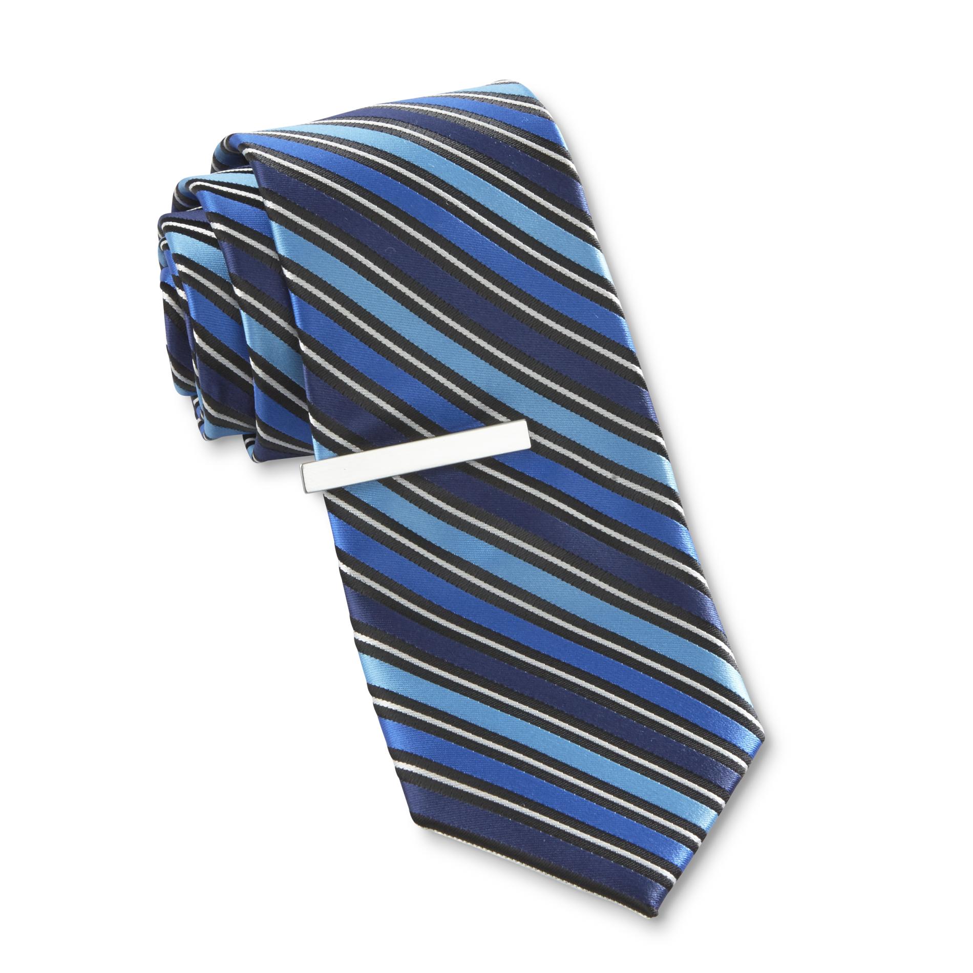 Structure Men's Necktie & Tie Clip - Striped
