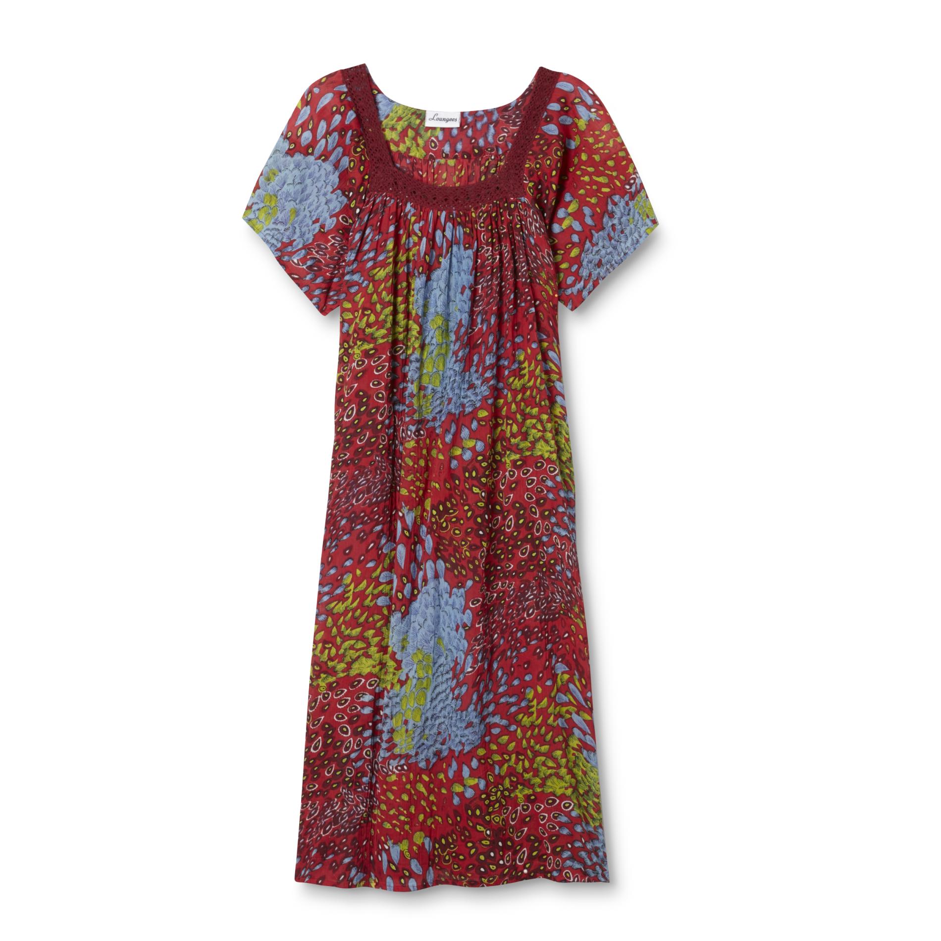 Loungees Women's Crepon Nightgown - Peacock