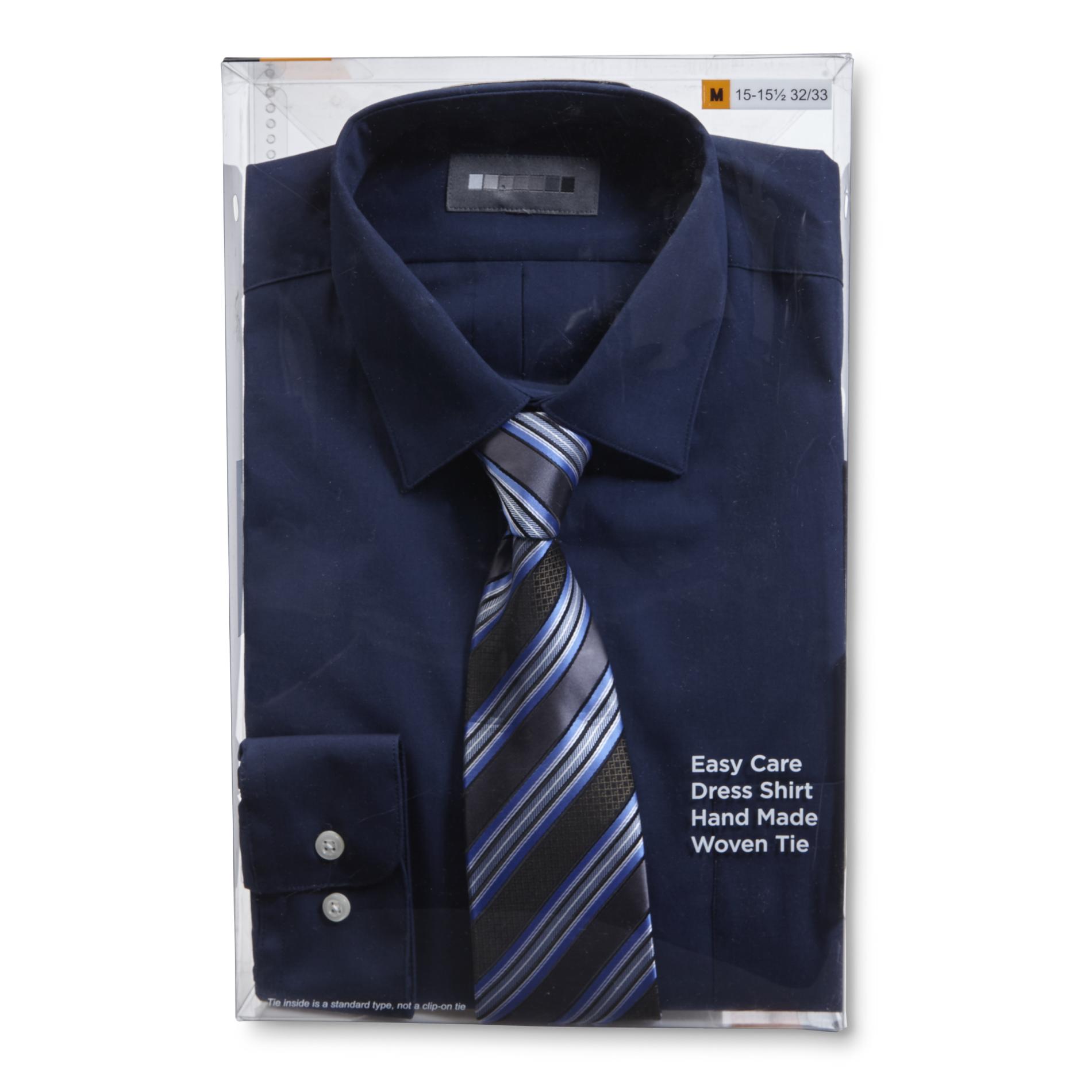 Covington Men's Easy Care Dress Shirt & Necktie - Striped