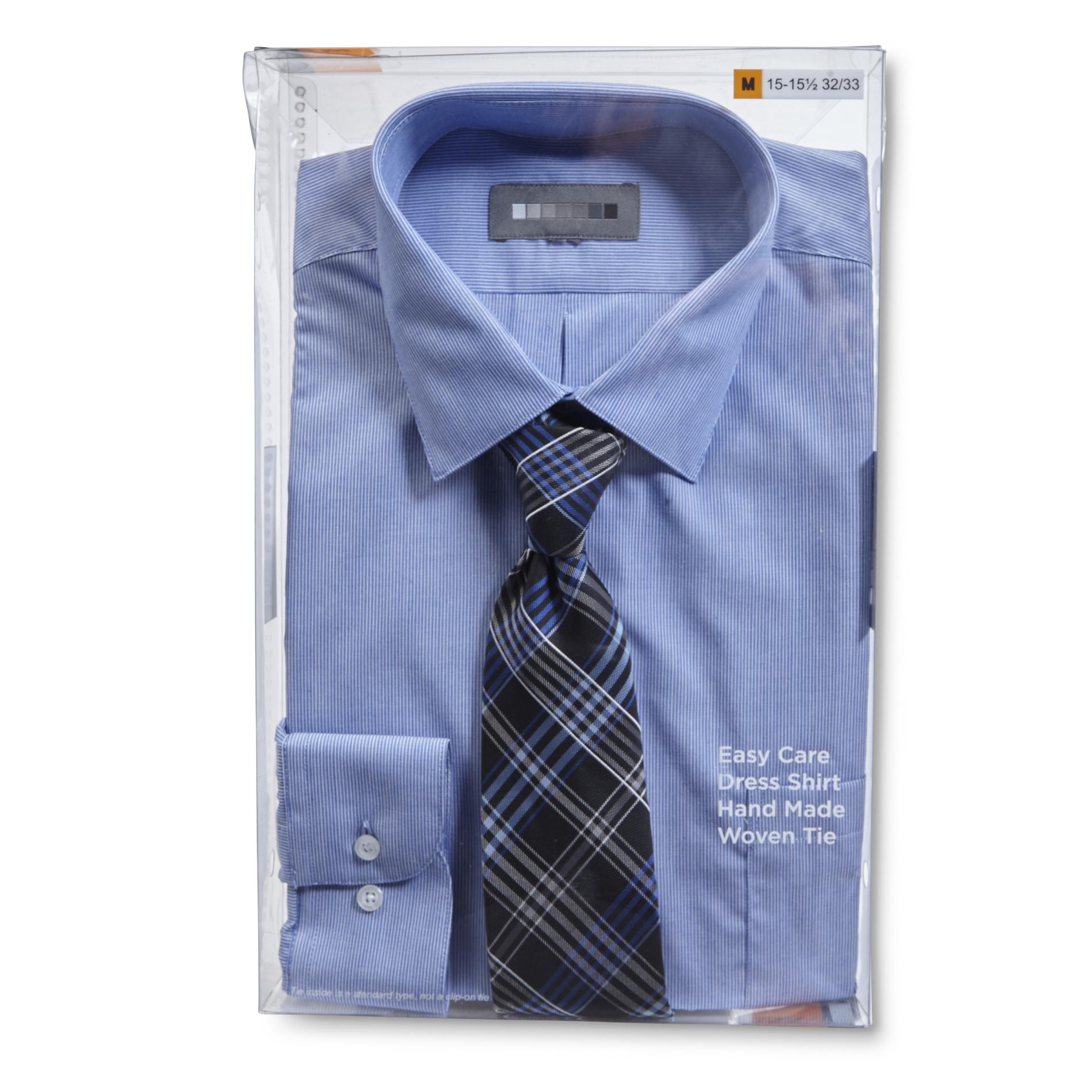Covington Men's Easy Care Dress Shirt & Necktie - Plaid