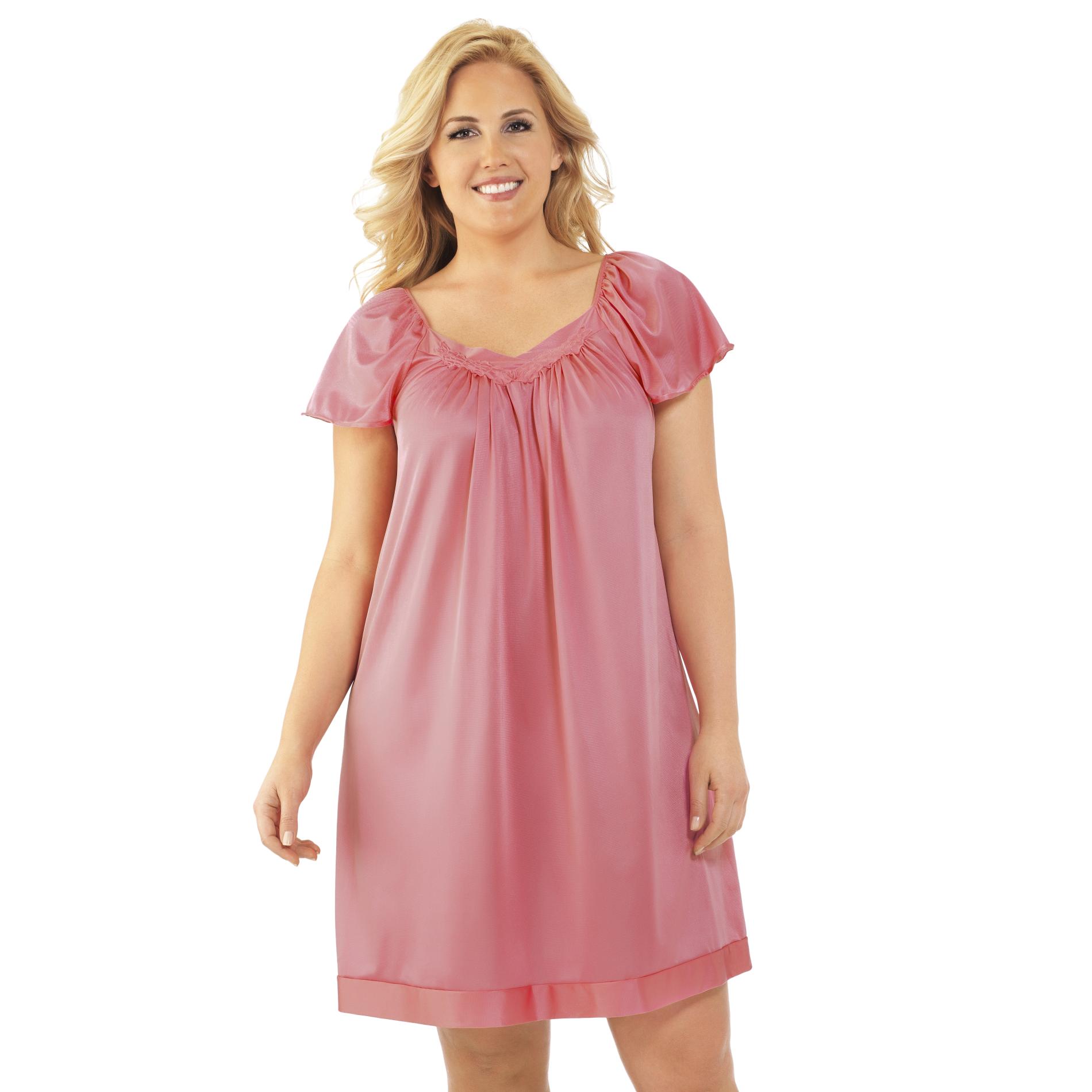 Vanity Fair Women's Coloratura Sleepwear Short Flutter Sleeve Gown ...