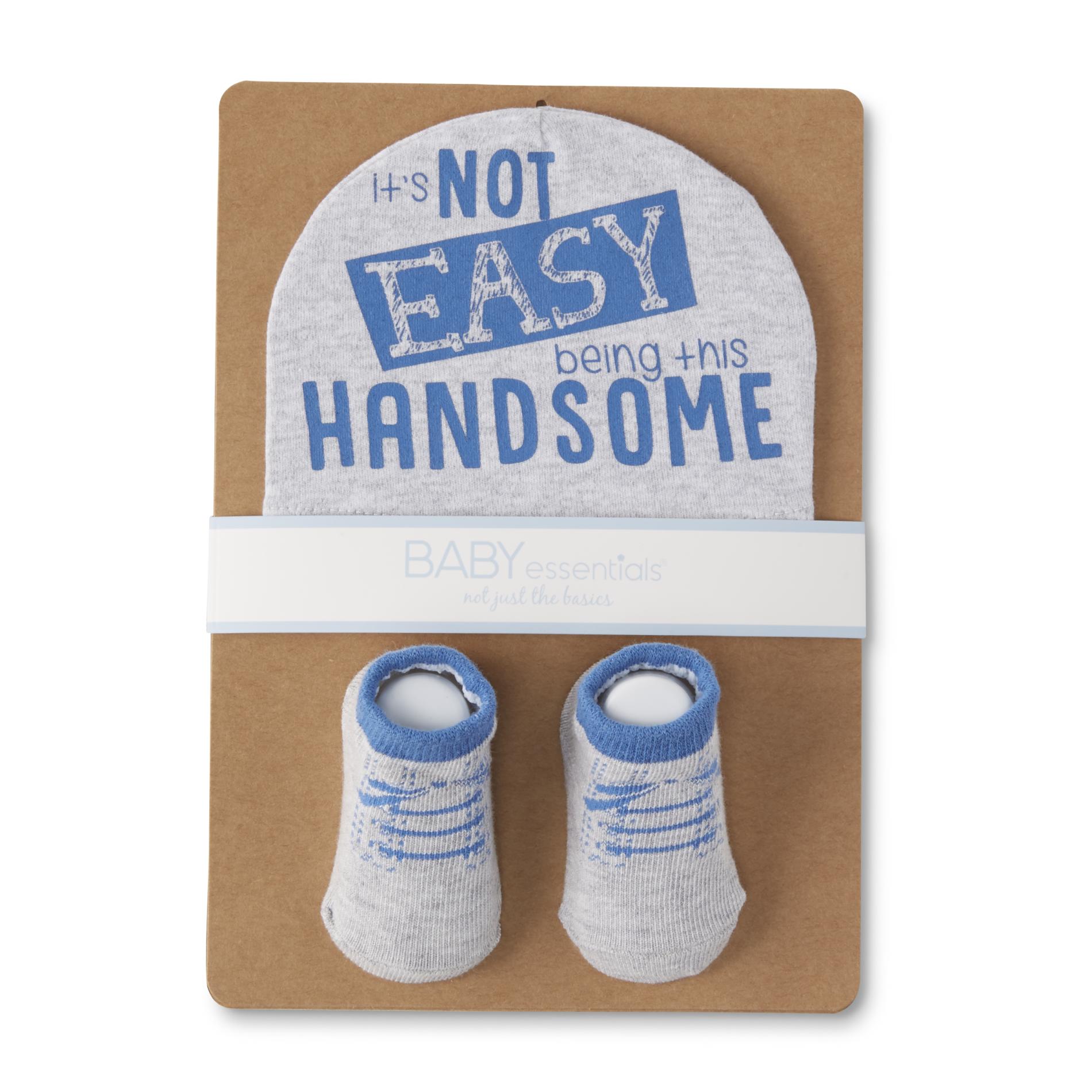 Baby Essentials Infant Boys' Hat & Socks - Not Easy Being Handsome