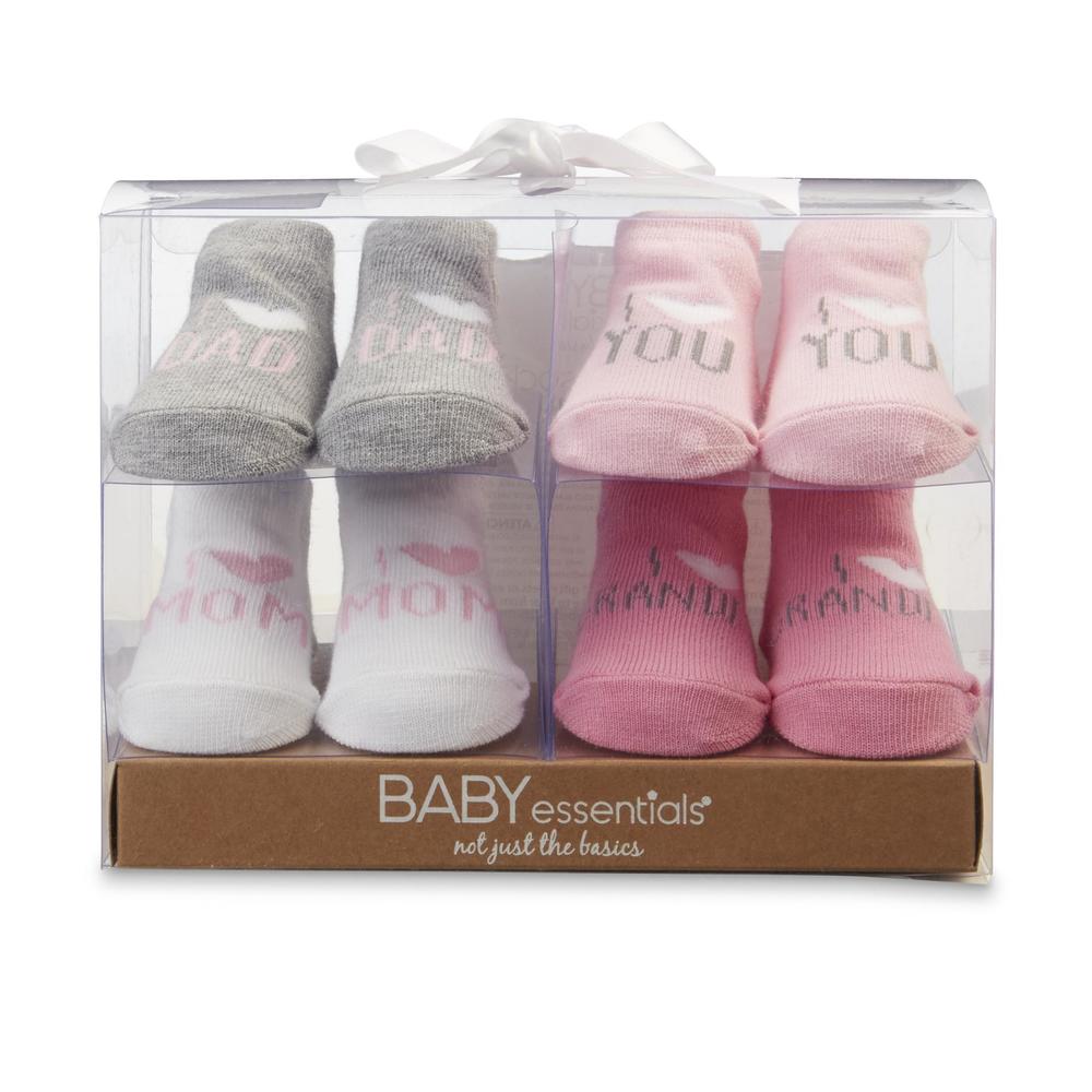 Baby Essentials Infant Girls' 4-Pairs Socks - I Love