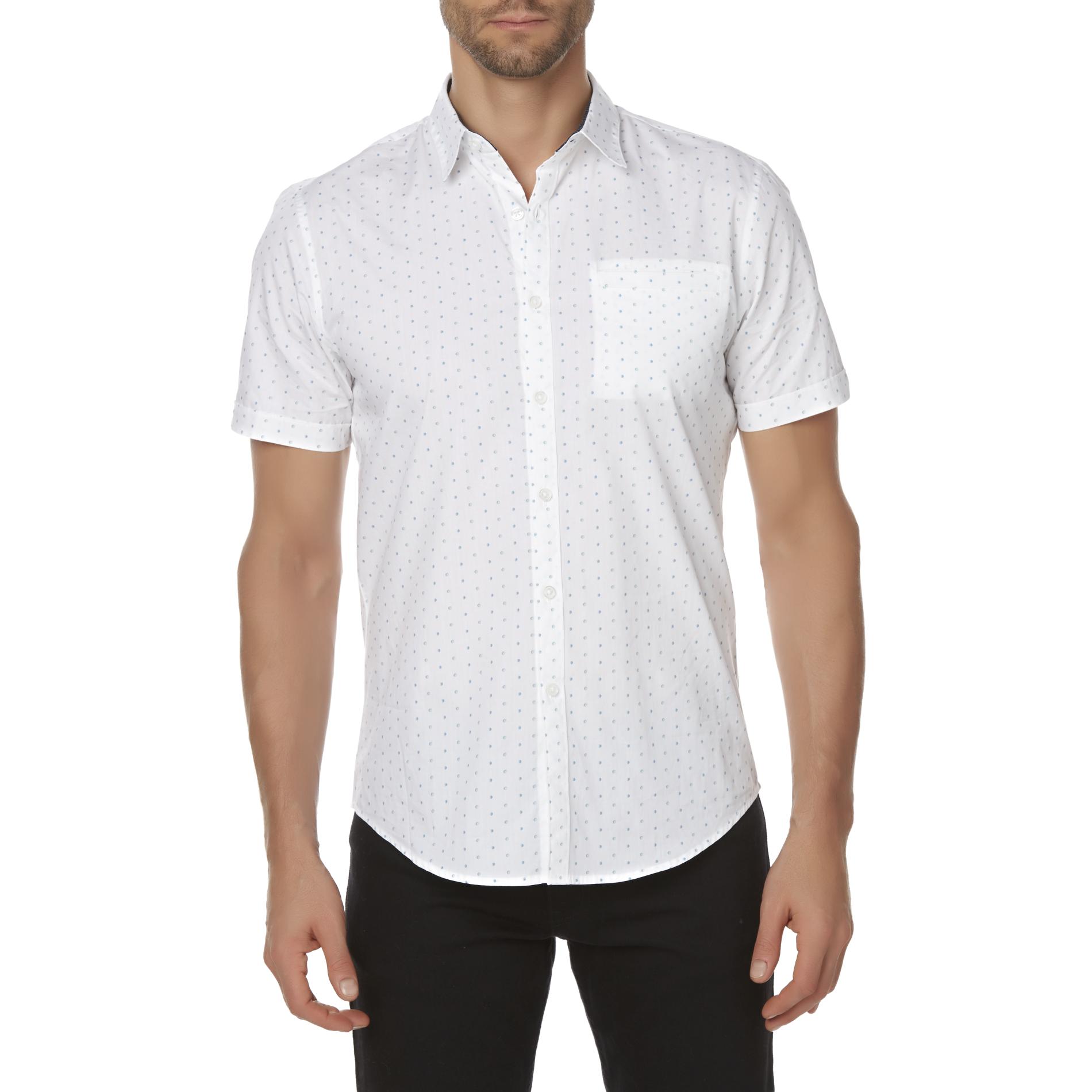 Structure Men's Short-Sleeve Button-Front Shirt - Dots